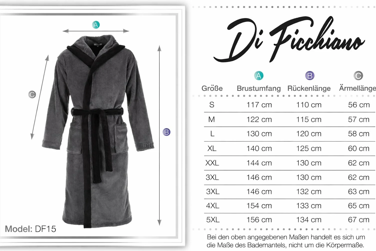Di Ficchiano Męski szlafrok kąpielowy Monza z kapturem I szlafrok poranny puszysty I bielizna nocna ze szlachetnej mikrofibry I kimono w różnych kolorach i rozmiarach S - 5XL I szlafrok kąpielowy