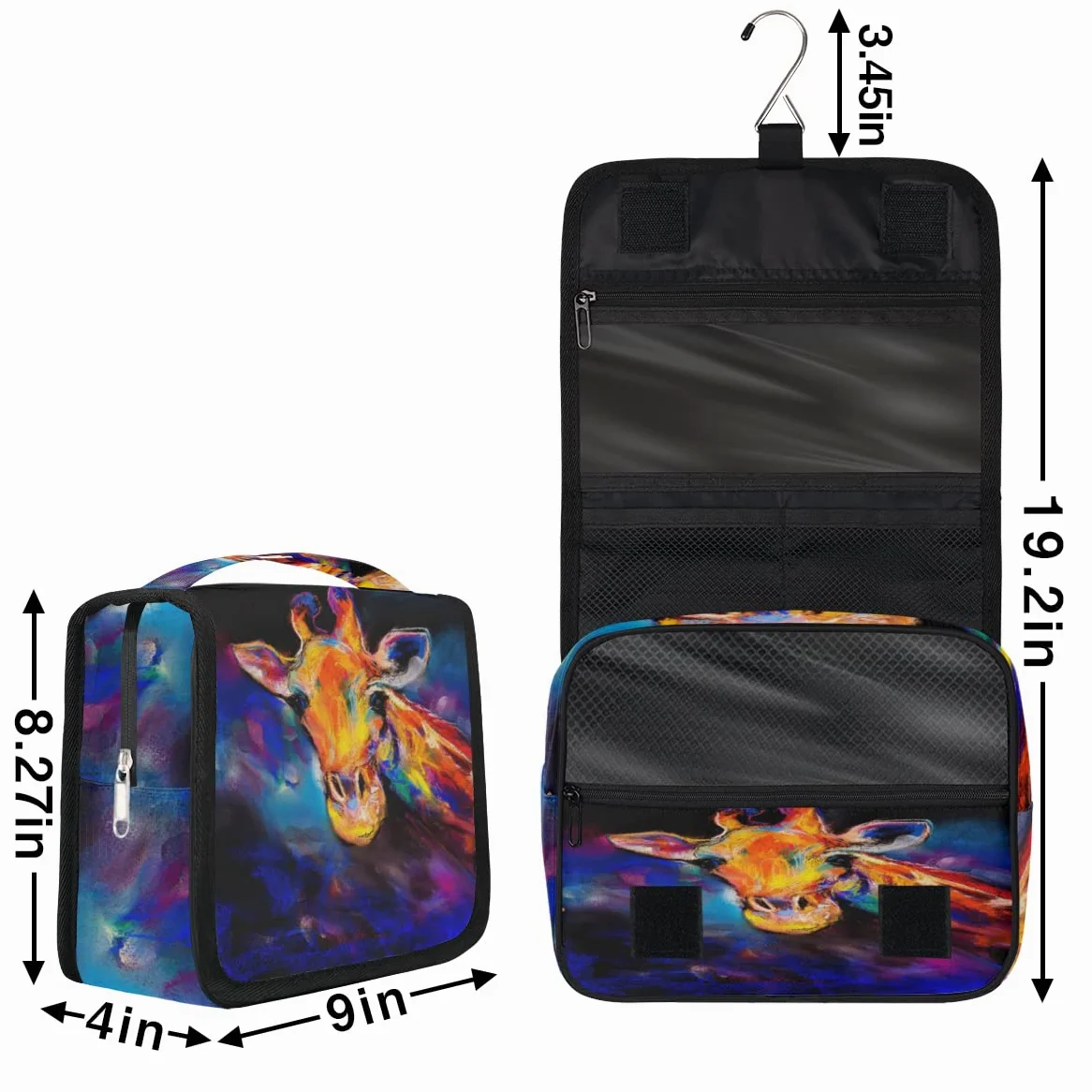 Żyrafa Malarstwo Podróżna Kosmetyczka Żyrafa Mycie Torba Unisex Wiszące przybory toaletowe Kosmetyczka Organizer do makijażu, wielobarwny, Jeden rozmiar