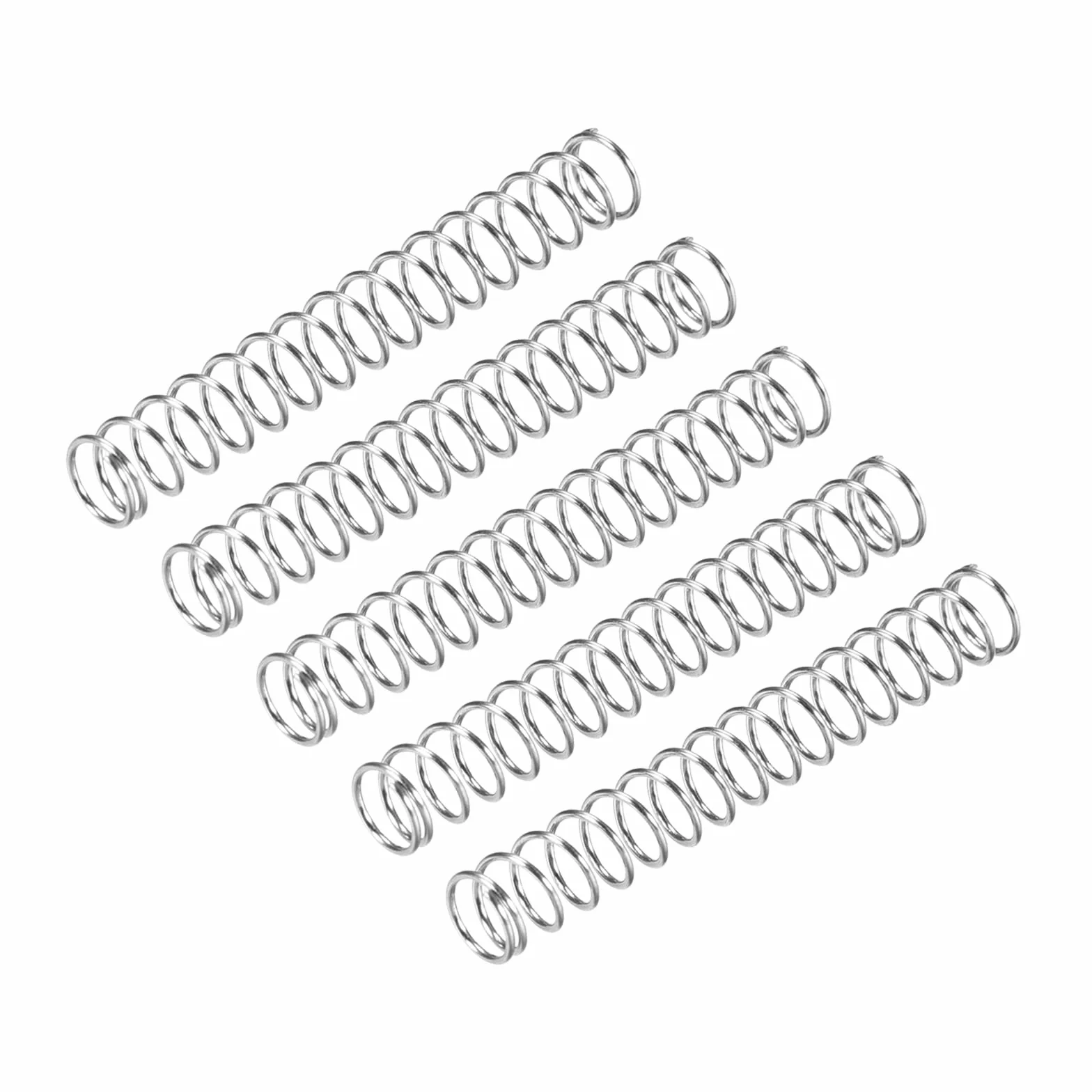 QUARKZMAN 5 szt. sprężyn dociskowych 304 stal szlachetna 5 mm AD 0,5 mm drut rozmiar 35 mm długość długość srebrny odcień