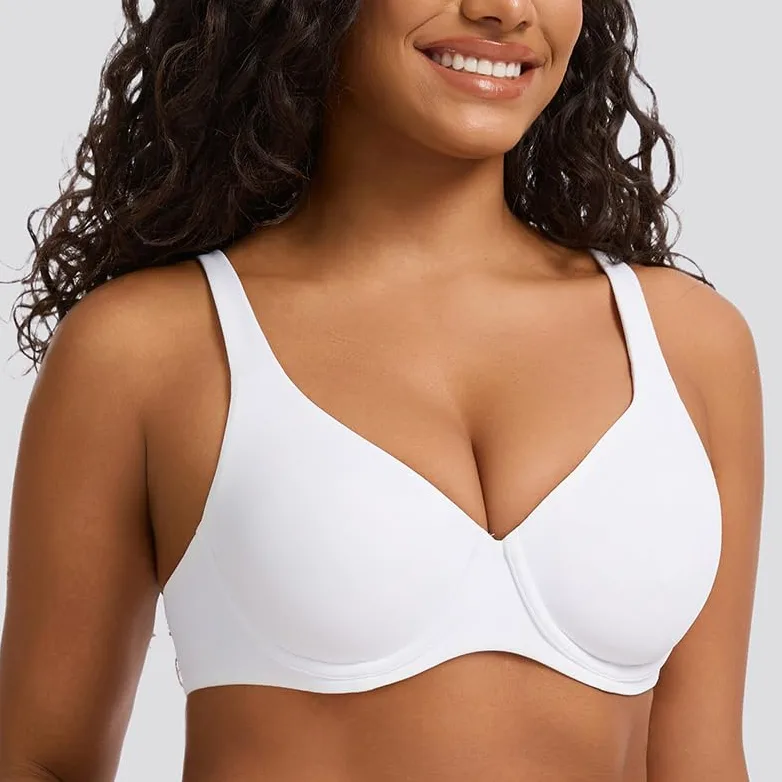 MELENECA Biustonosz Minimizer z Dekoltem w Serek (V-neck) — z Fisbiną, Plus Size, Plunge, Bez Wypełnienia, Bezszwowy (T-shirt)