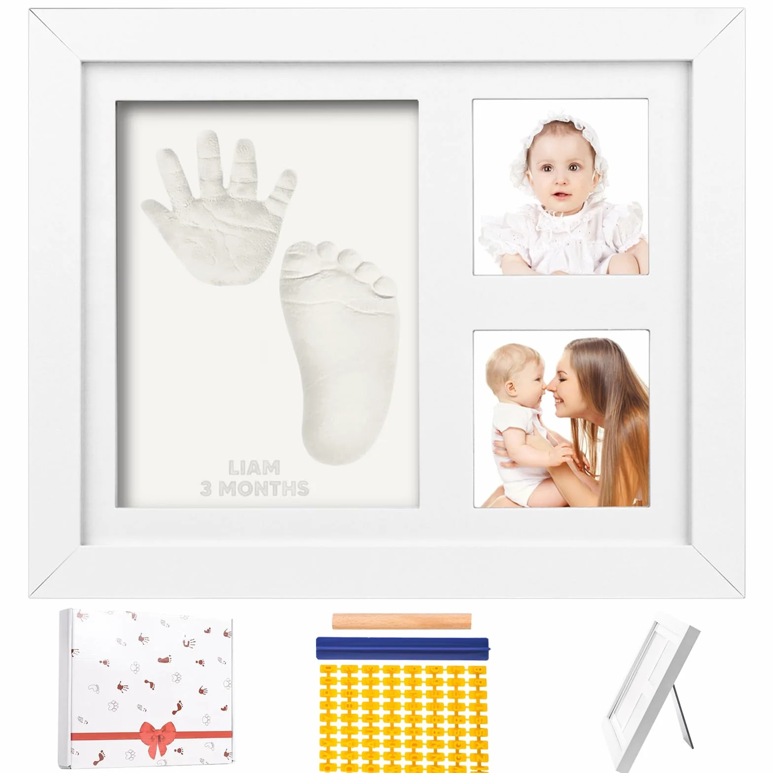 Zestaw odcisków stóp i zestaw odcisków dłoni, zestaw ramek na zdjęcia dla noworodka dziewczynek i chłopców, prezenty na baby shower, lista noworodków, prezent dla nowych rodziców, idealna