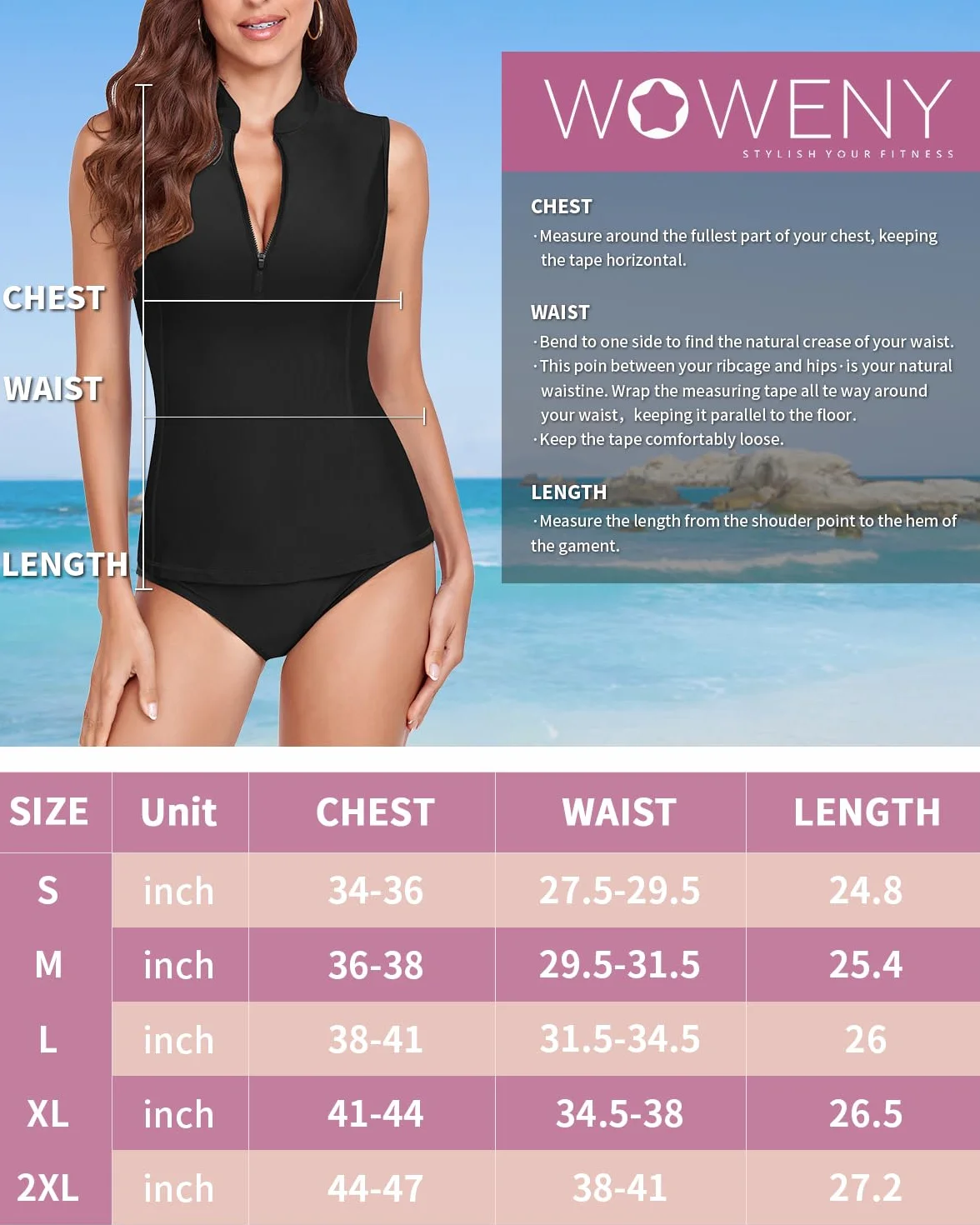 WOWENY Damska koszulka do pływania tankini ochrona przed słońcem moda kąpielowa