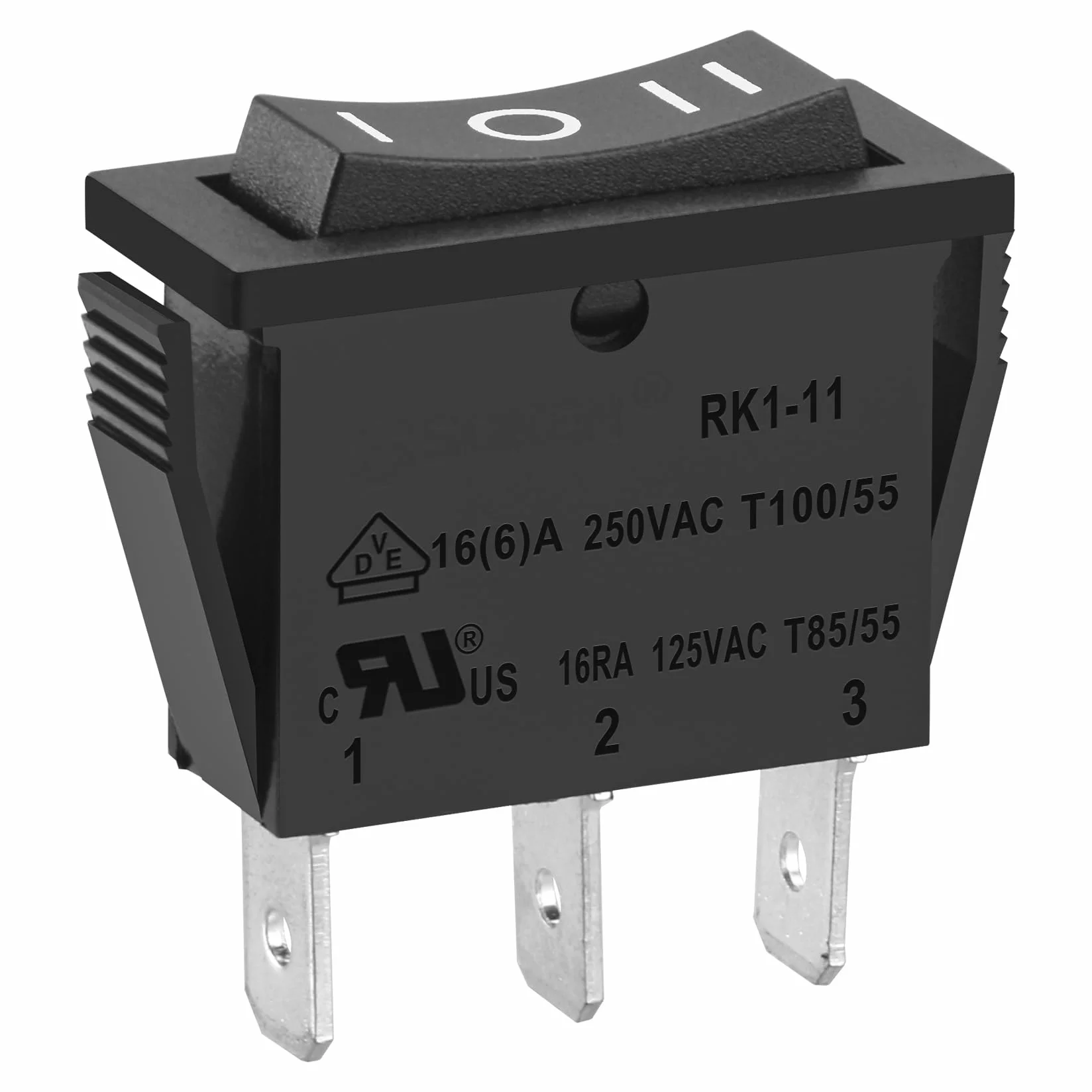 Heschen przełącznik kołyskowy ON-OFF-ON SPDT 3 zaciski 15 A 250 V AC czarny 5 szt.