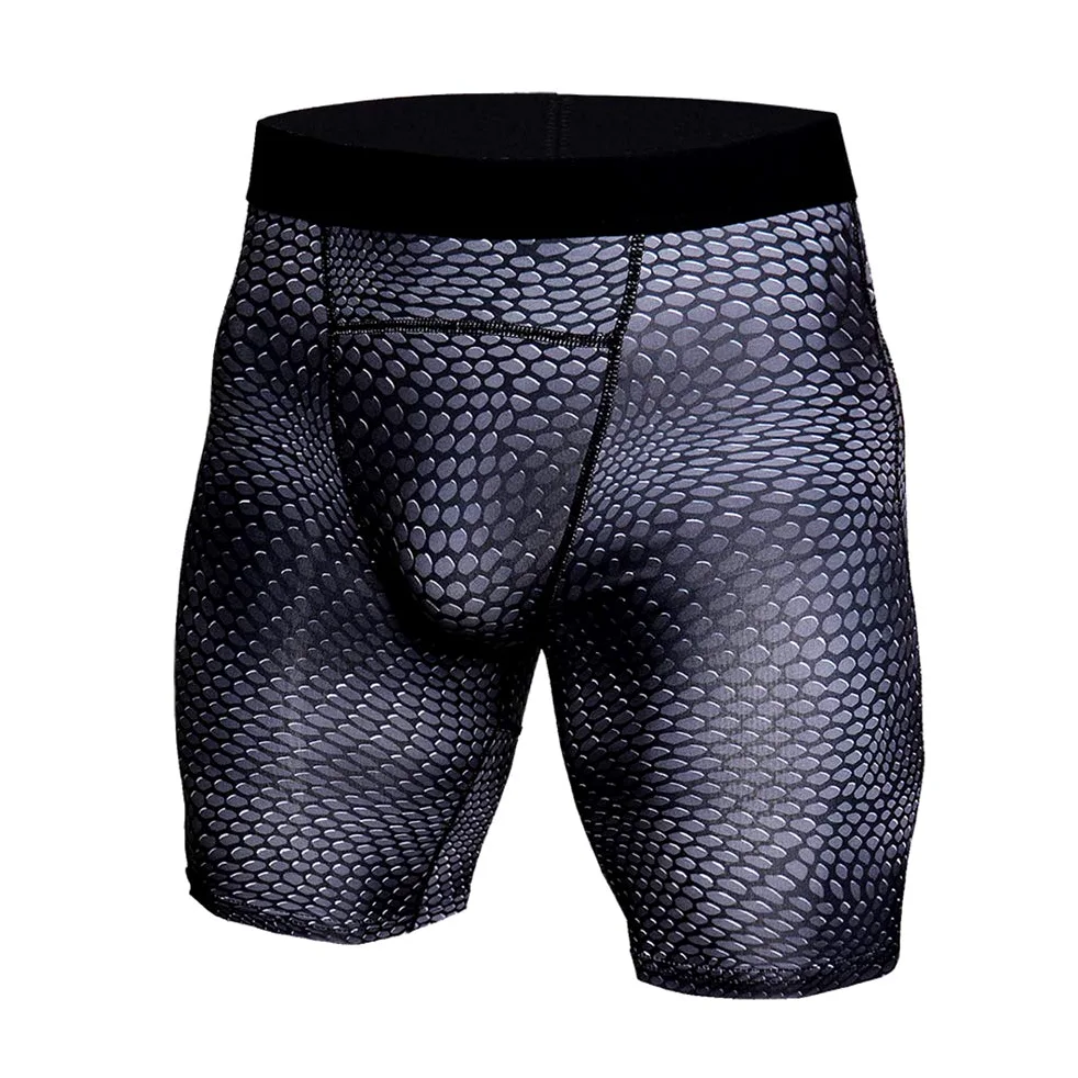 BaronHong 3D Snake Skin męskie spodenki kompresyjne, szybkoschnące, wąskie spodenki do biegania, na trening, do studia fitness (skala węża, 3XL)