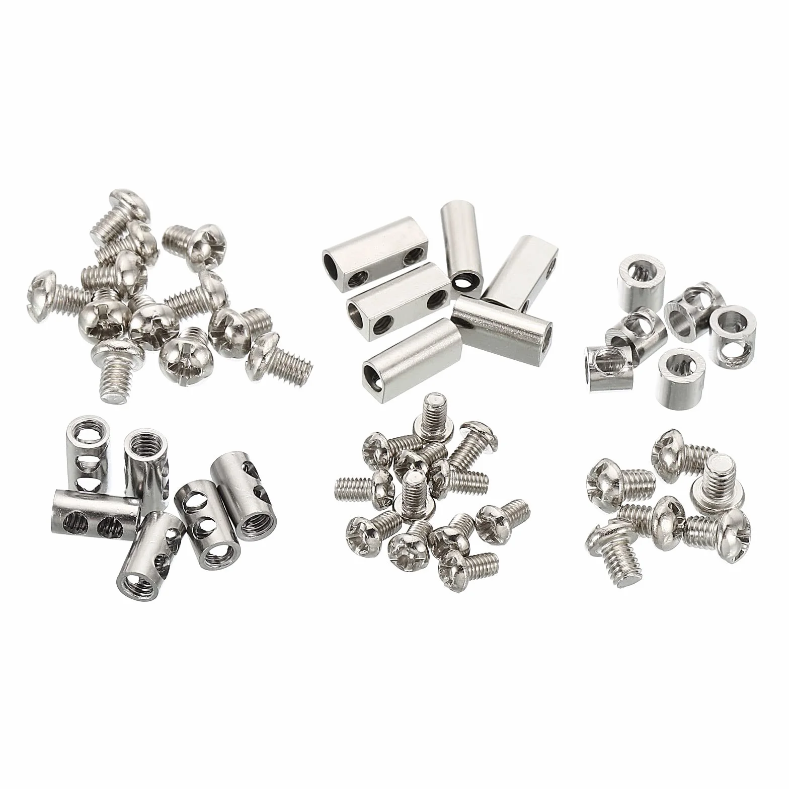 PATIKIL Klipsy do liny drucianej, 1 zestaw/18 szt. stalowych zacisków kablowych 3 mm 3,5 mm pojedyncze/podwójne otwory, zacisk do linek ze śrubami M3/M4 do kabli