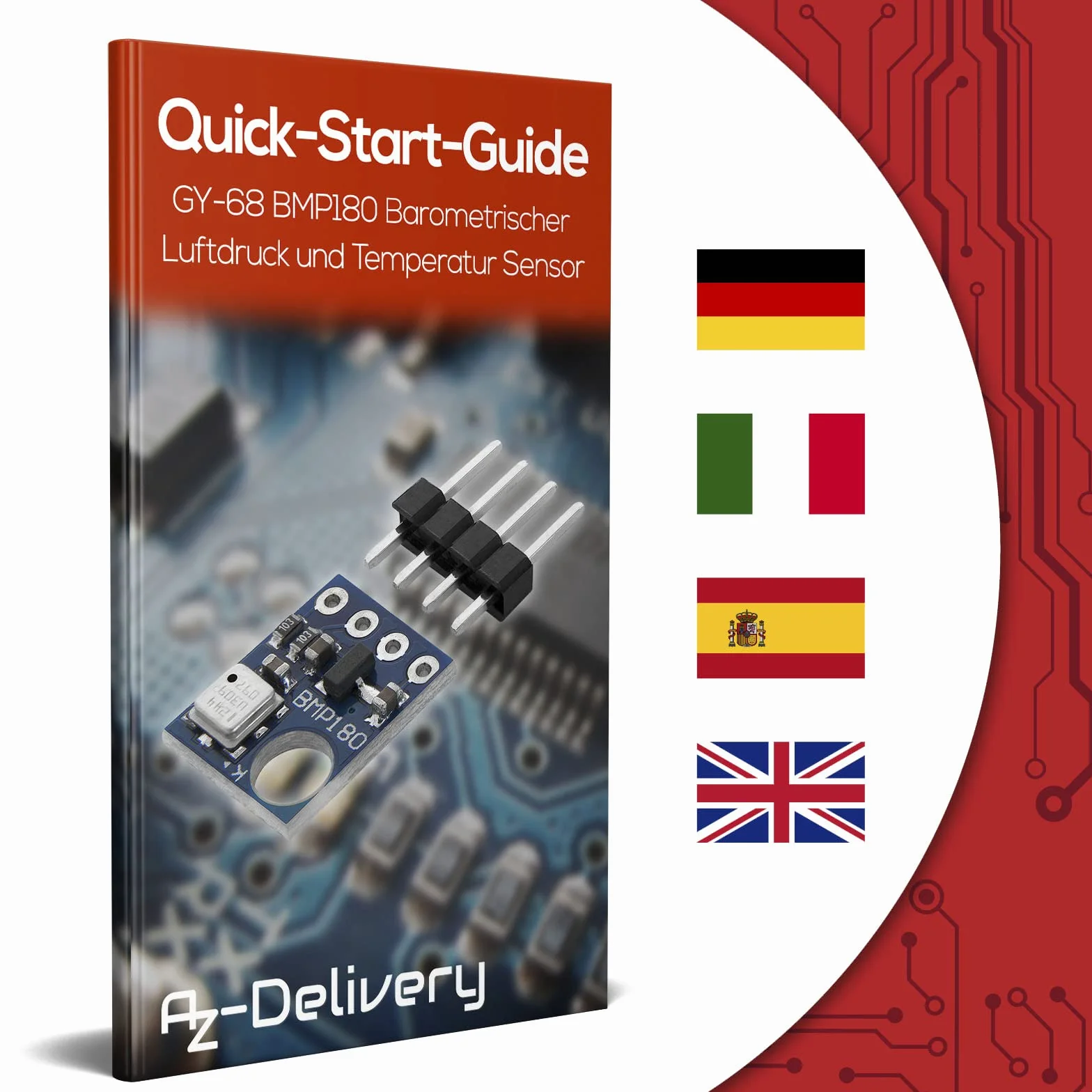 AZDelivery GY-68 BMP180 Czujnik ciśnienia barometrycznego i temperatury kompatybilny z Arduino i Raspberry Pi wraz z E-Book!