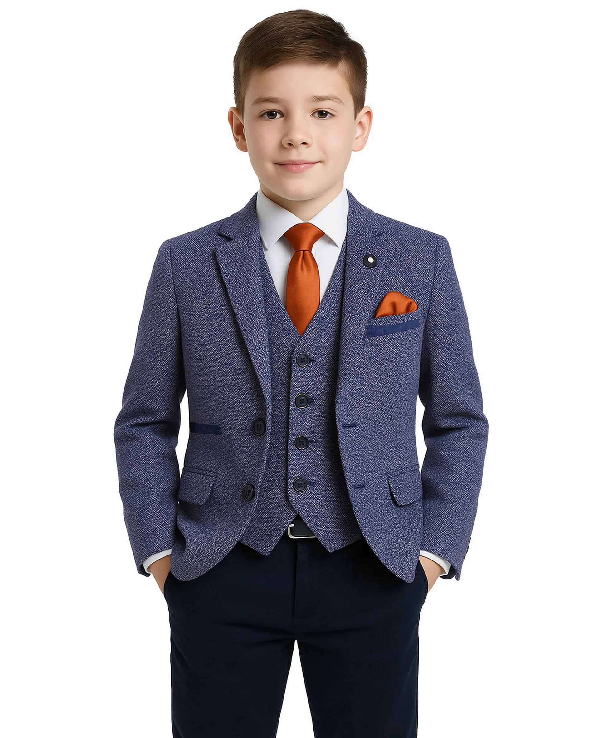 Bawełniana marynarka chłopięca kamizelka slim fit 2-częściowy zestaw formalny garnitur ślubny