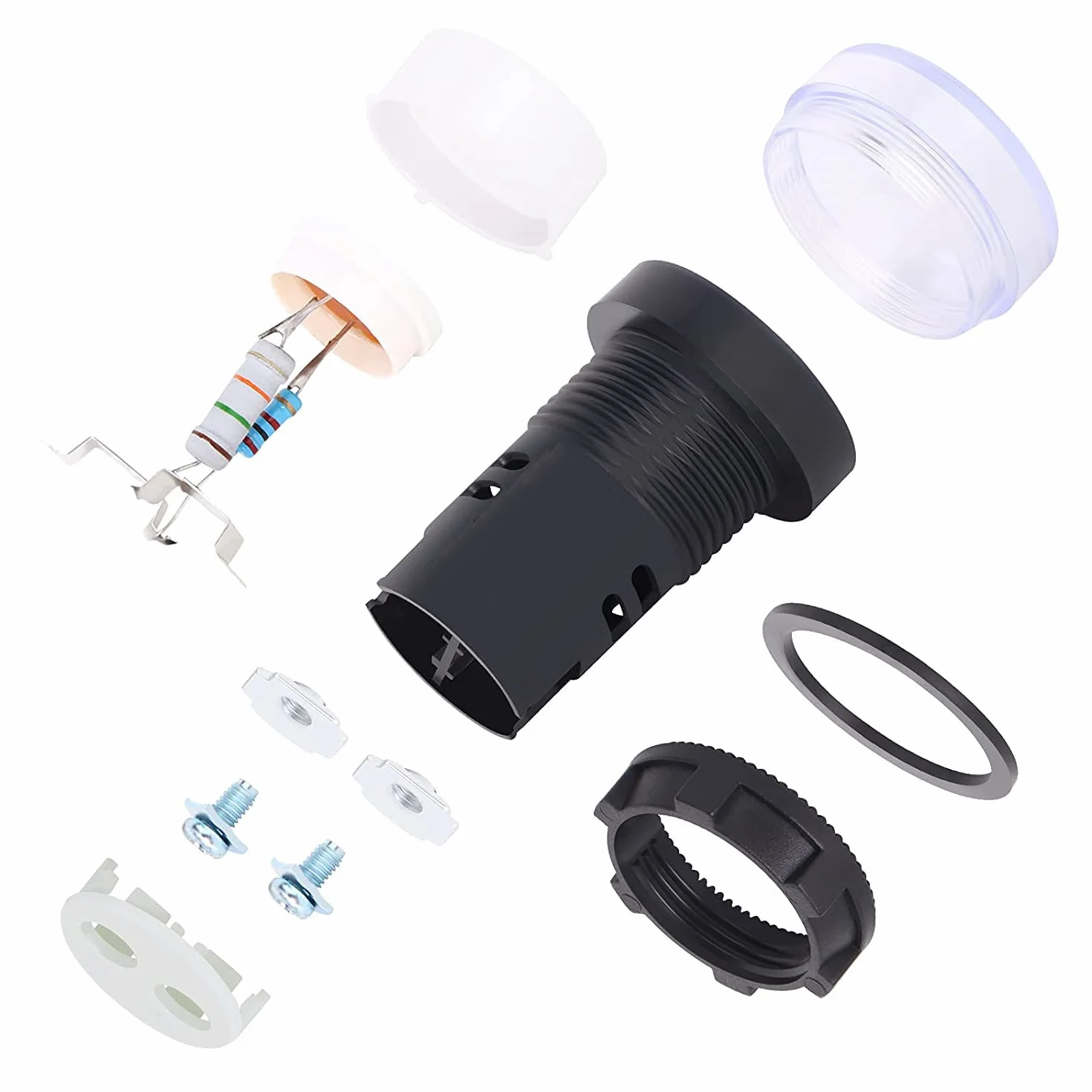 Gebildet 10 Sztuk 22mm Lampka Kontrolna 220-380Vac Led Do Montażu Na Panelu Podtynkowym (Czerwony/Zielony/Niebieski/Pomarańczowy/Biały, Każdy Kolor 2 Szt.)