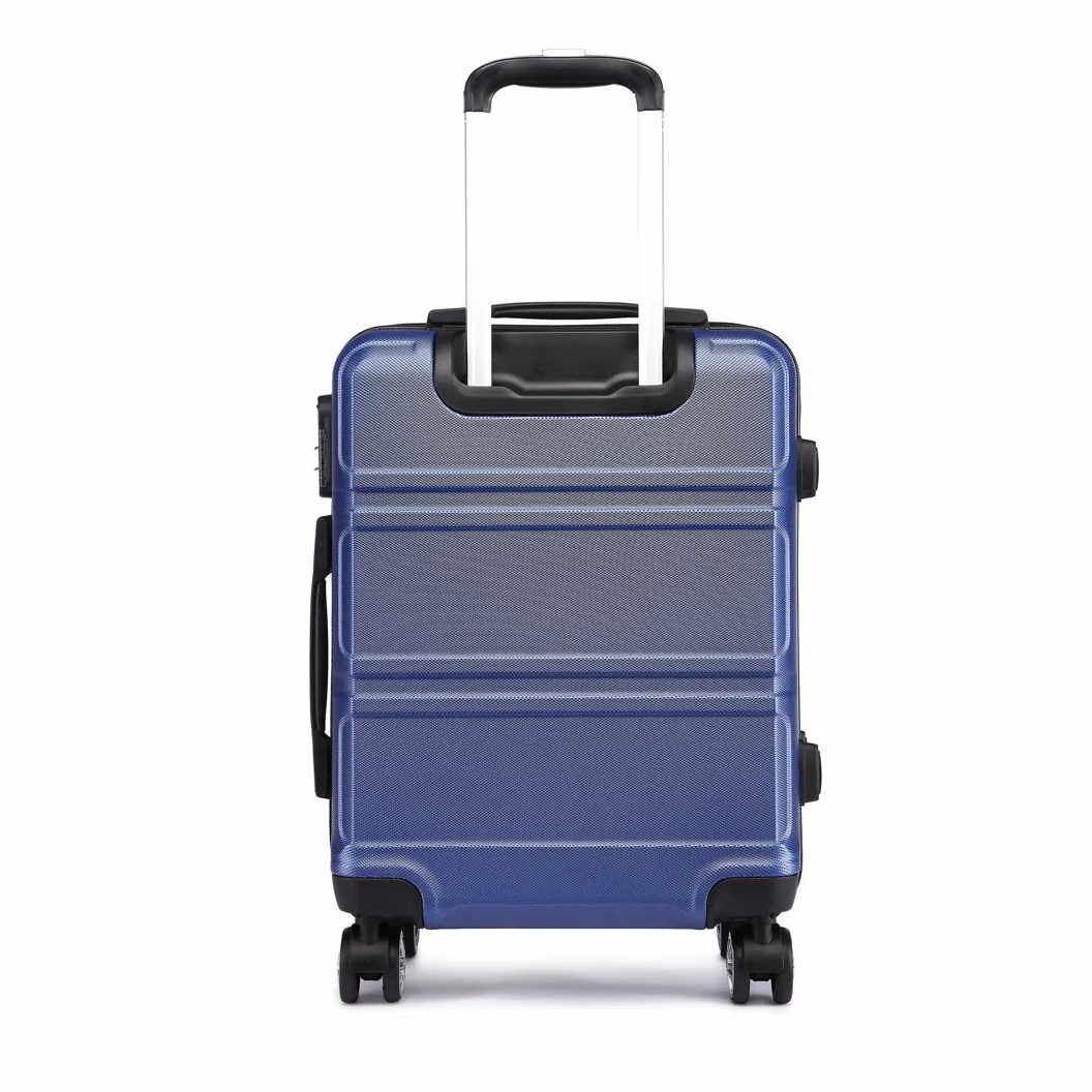 Kono Zestaw 4 lekkich walizek z twardą obudową ABS z 4 kołami obrotowymi i zamkiem TSA 50 cm, 61 cm, 71 cm + walizka na kosmetyki 30 cm, granatowy, Sets of 3, Podręczny