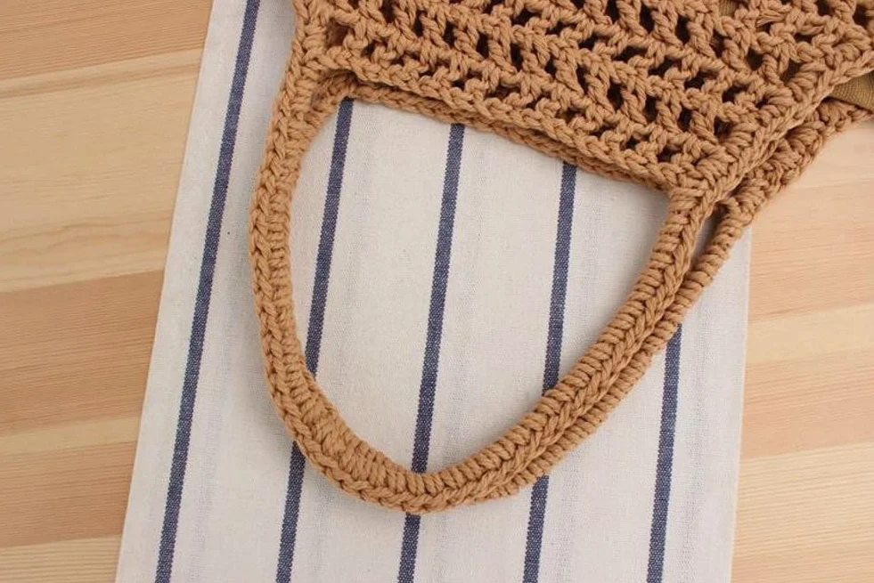 Szydełka letnia torba na plażę dla kobiet pusta siatka bawełniana hadowata estetyczna torebka na ramię