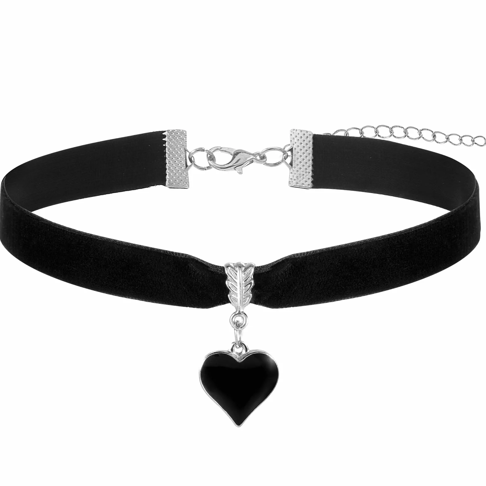Czarny aksamitny choker, naszyjnik, regulowany, gotycki choker z wisiorkiem w kształcie serca, gruby, gotycki choker dla kobiet, dziewcząt, gotycka biżuteria, prezenty na Halloween, przyjęcie