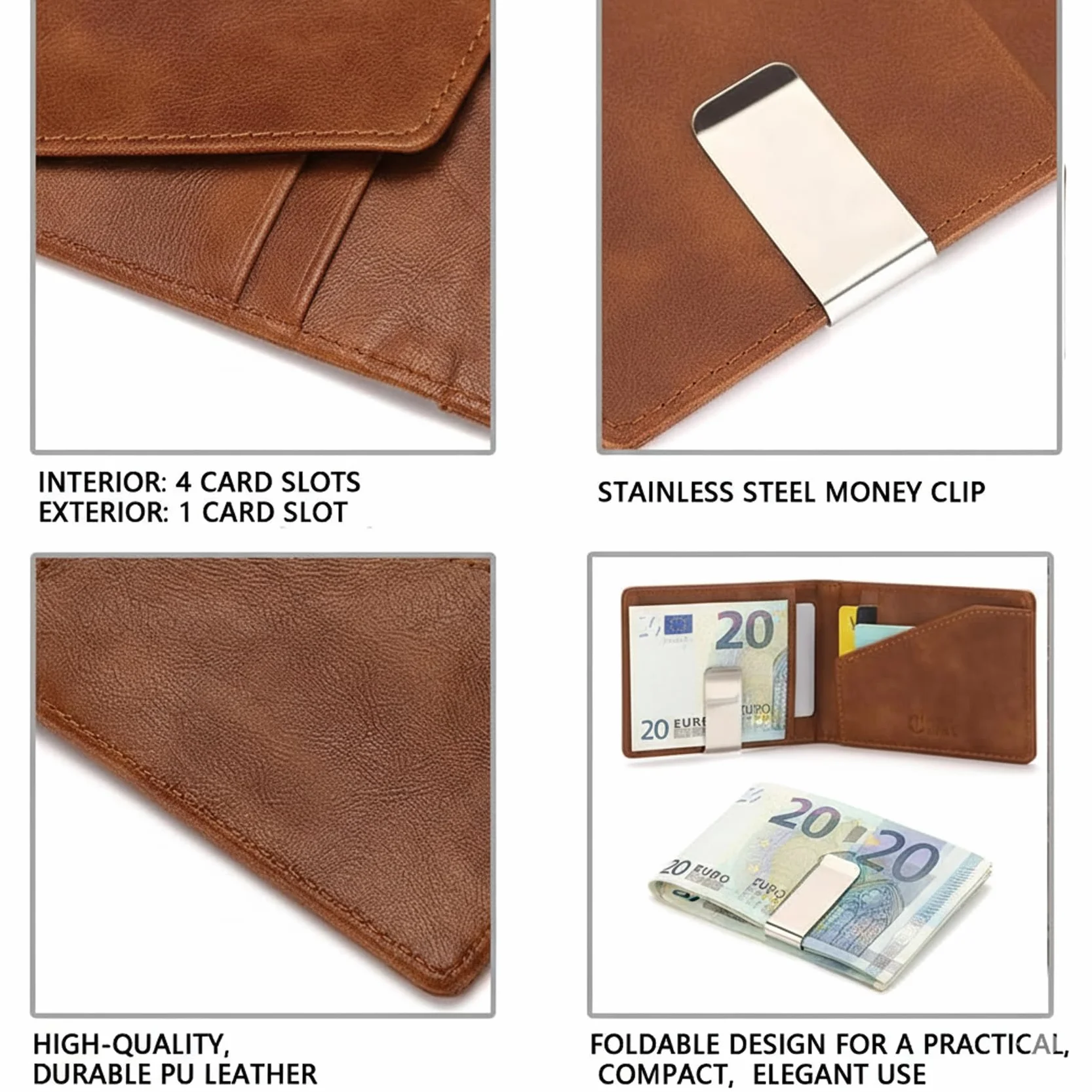 Zacisk do pieniędzy męski, Slim Wallet z zaciskiem do pieniędzy, Money Clip, Ultralekkie etui na karty, Kompaktowe etui na karty kredytowe RFID, Minimalistyczny portfel z zaciskiem do