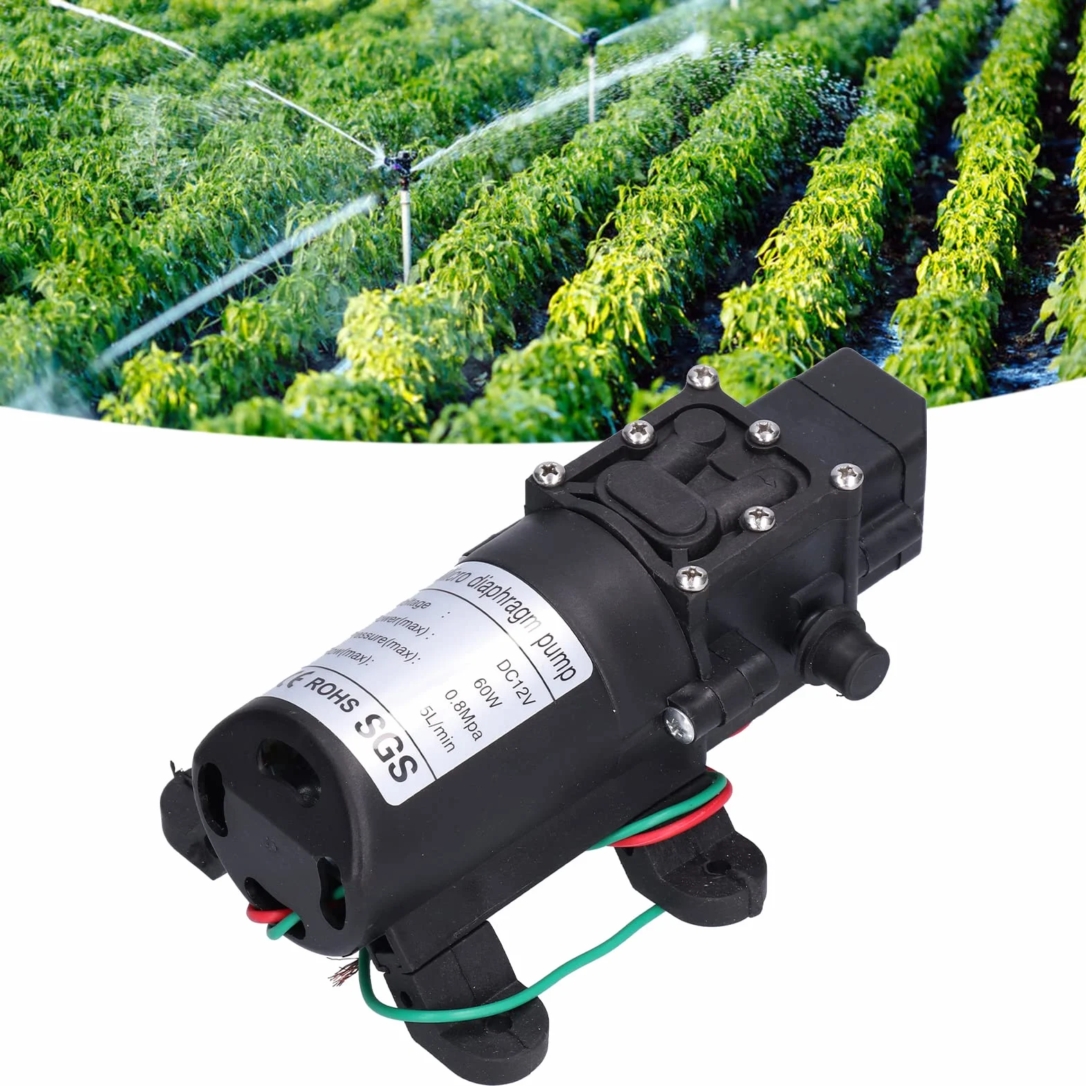 Pssopp Pompy wodne 12 V Wysokociśnieniowa pompa natryskowa Samozasysająca pompa membranowa 60 W Samozasysająca pompa natryskowa do nawadniania ogrodu baseny