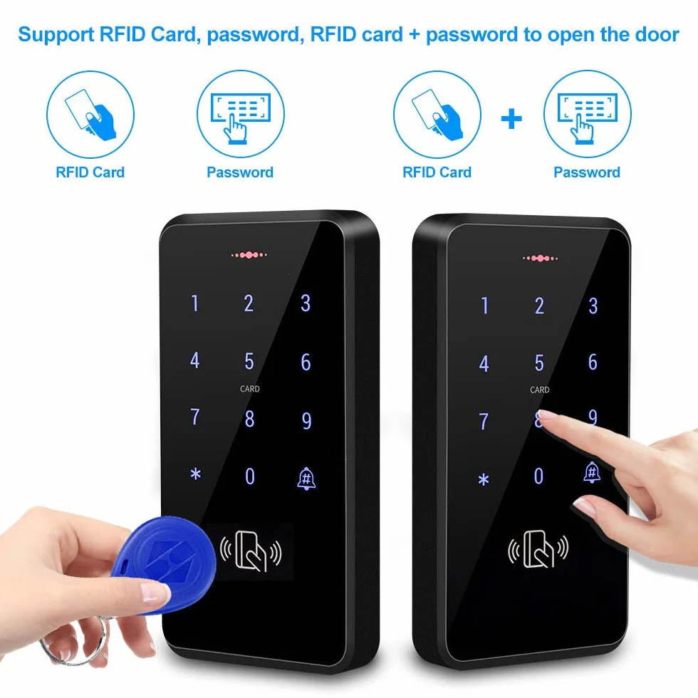Zewnętrzna wodoodporna klawiatura RFID IP68 dotykowy system kontroli dostępu WG26/34 125 kHz czytnik kart + 10 breloków EM4100
