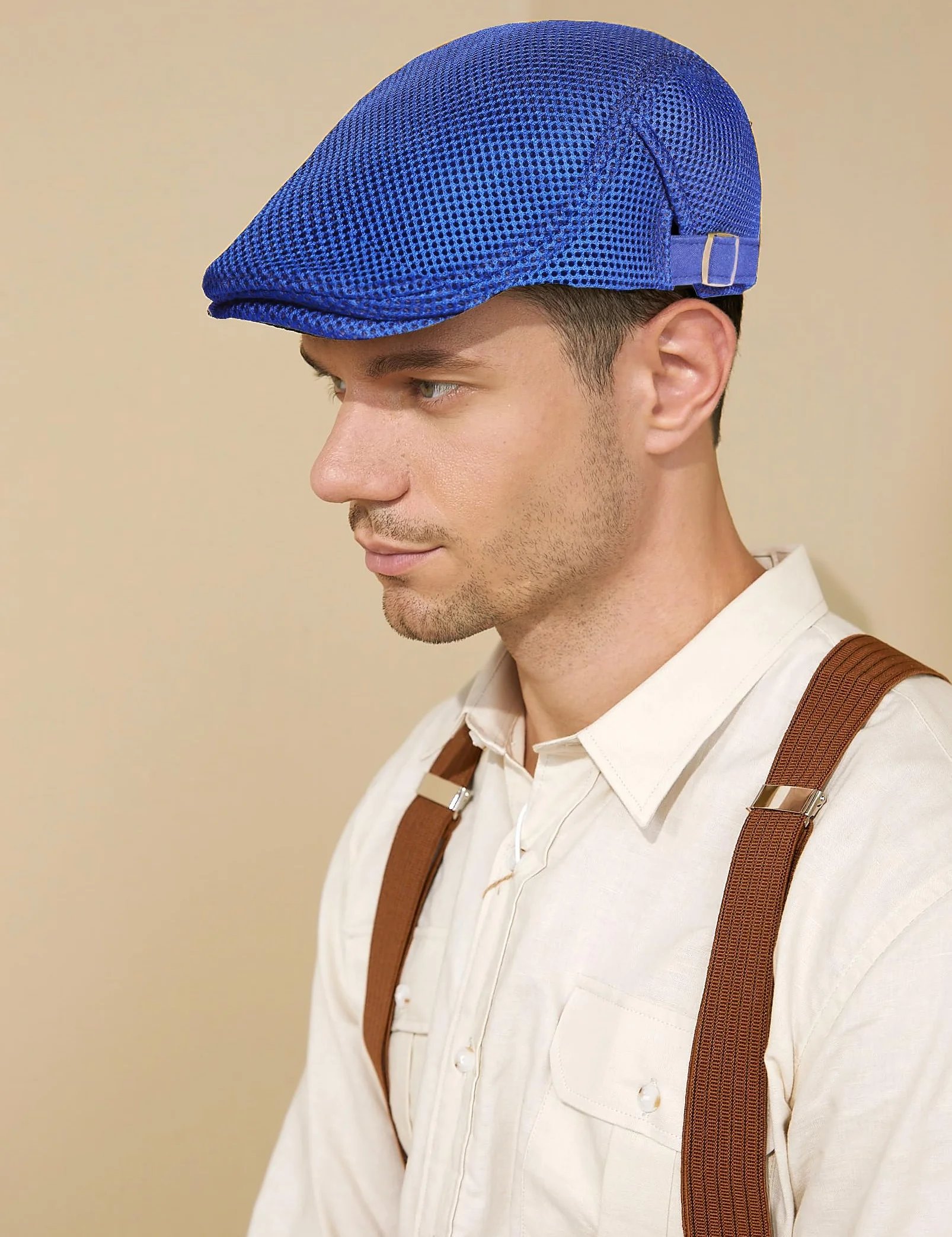 Coucoland Berett Cap męska letnia czapka z siateczki, oddychająca czapka z daszkiem, Newsboy, płaska czapka, beret, akcesoria na co dzień