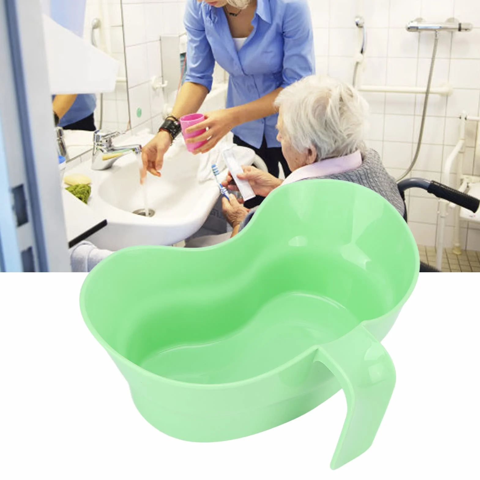 Miska w Kształcie Nerki z Miską Vomit Basin, Solidna Plastikowa Miska do Wymiotów dla Starszych Obłożnie Chorych, Tacka na Kubki do Wymiotów z Uchwytem Grube Tworzywo Odporne na Ciepło