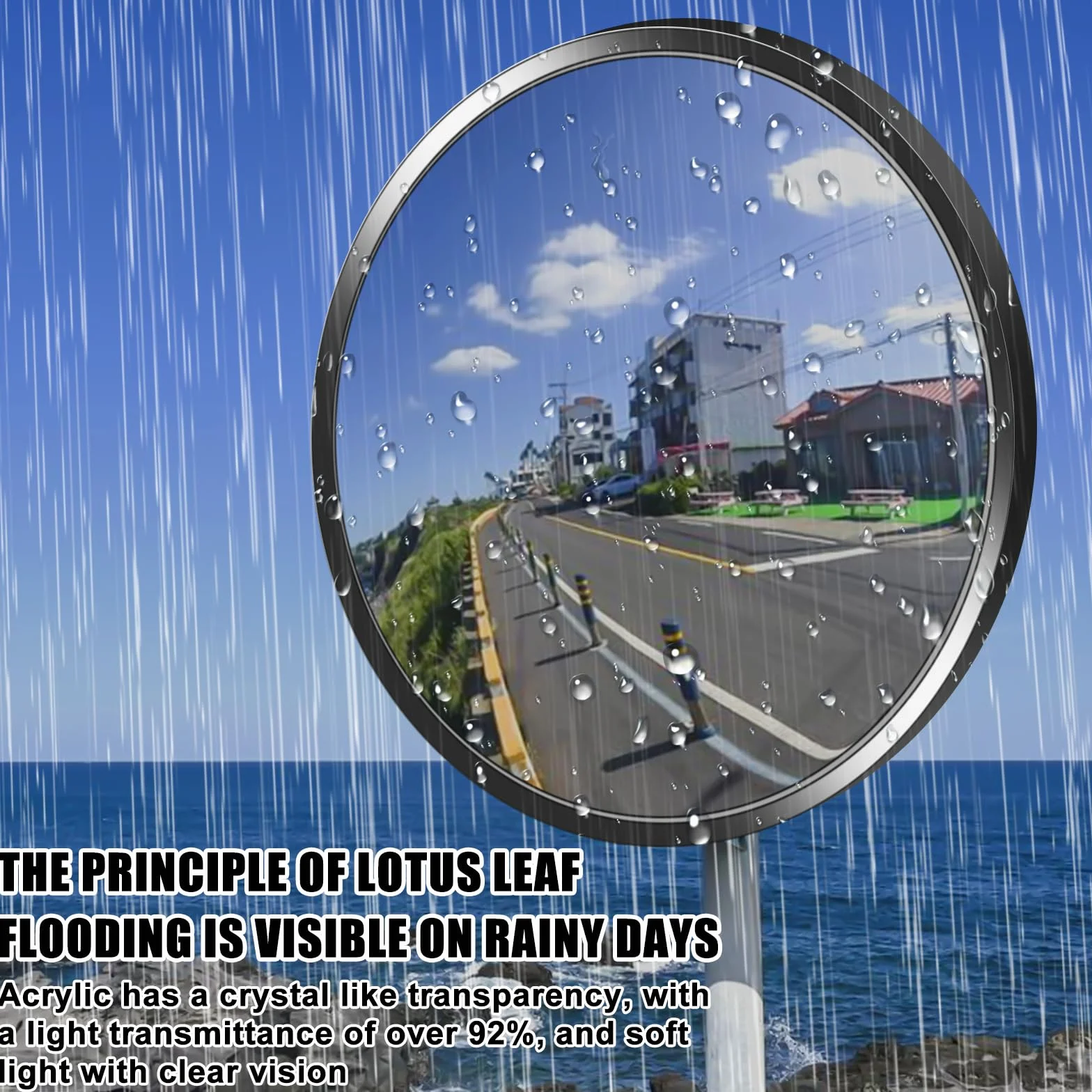 Lusterko drogowe, wypukłe lustro o szerokości 30 cm, wypukłe, okrągłe, paraboliczne, lustro panoramiczne do garażu, ruchu, wjazdów, podwórza, magazynu, do użytku na zewnątrz i w pomieszczeniach,
