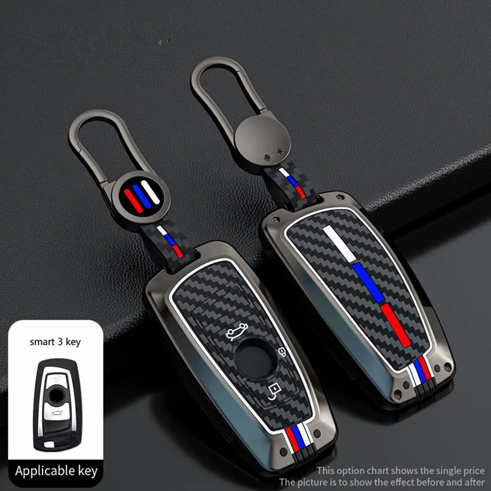 Etui na kluczyki samochodowe ze stopu cynku do serii 1 3 5 F10 F11 F20 F30 F31 F34 G20 G30 X3 F25 X4 I3 M3 M4 z wzorem z włókna węglowego miękki silikon