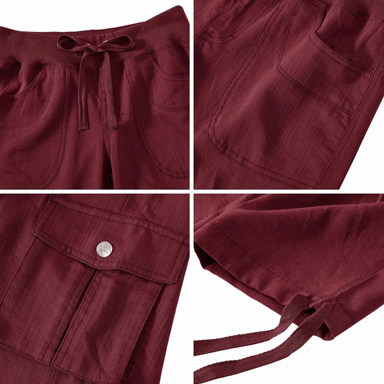 JINSHI Spodnie damskie cargo 3/4 Capri trekkingowe z wieloma kieszeniami