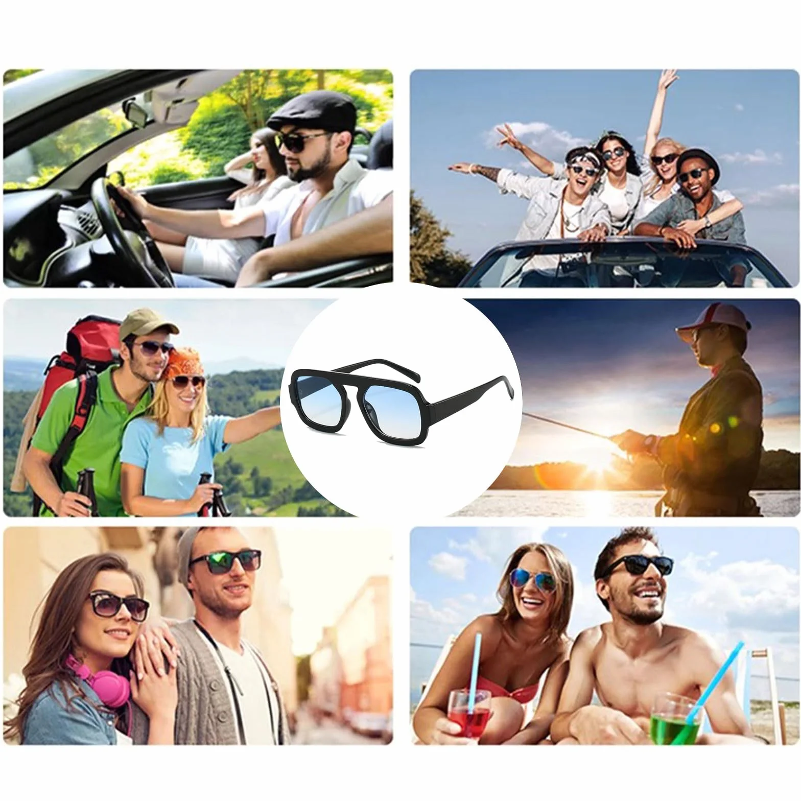 YAMEIZE Kwadratowe okulary przeciwsłoneczne retro 70S UV400