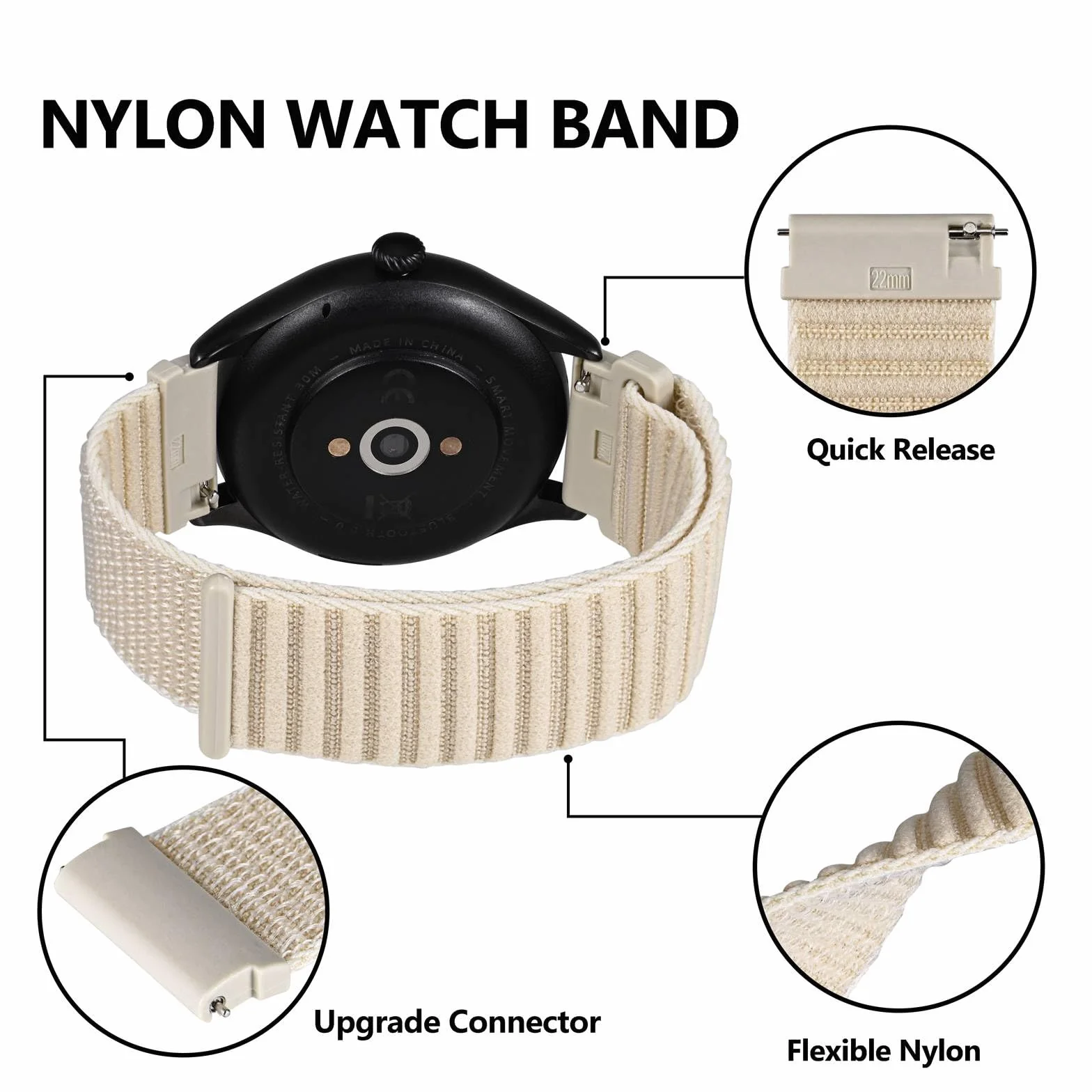 BISONSTRAP Nylonowe paski do zegarków dla mężczyzn i kobiet, nylonowe paski na rzep, szybkie zapięcie, regulowana bransoletka zastępcza, 16 mm, 18 mm, 20 mm, 22 mm, 24 mm