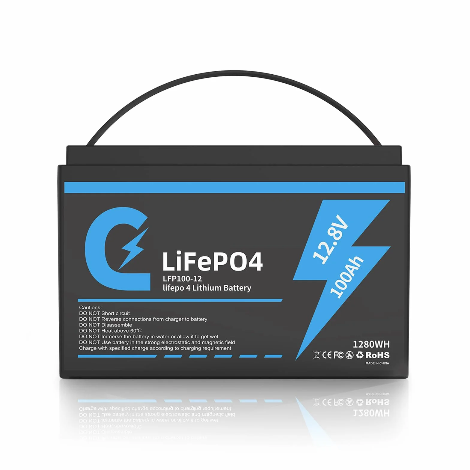 Bateria litowa Lifepo4 100 Ah 12 V z głębokim cyklem ładowania Akumulator 12,8 V 100 Ah z zabezpieczeniem BMS 15000 cykli Idealny zamienny akumulator ołowiowy Nadaje się do samochodów kempingowych i s