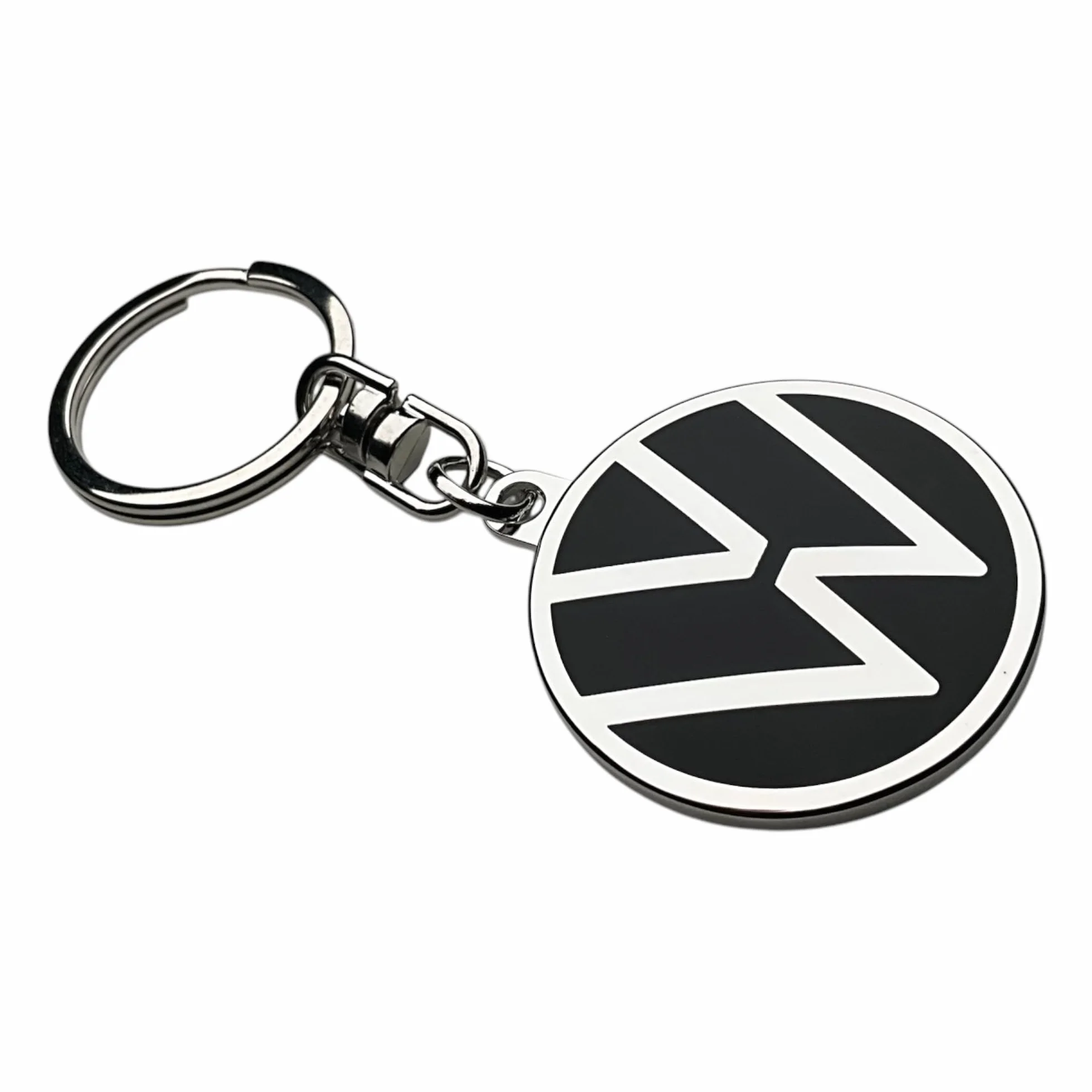 Volkswagen 000087010BQ breloczek do kluczy z nowym logo VW, czarny, średnica 37 mm