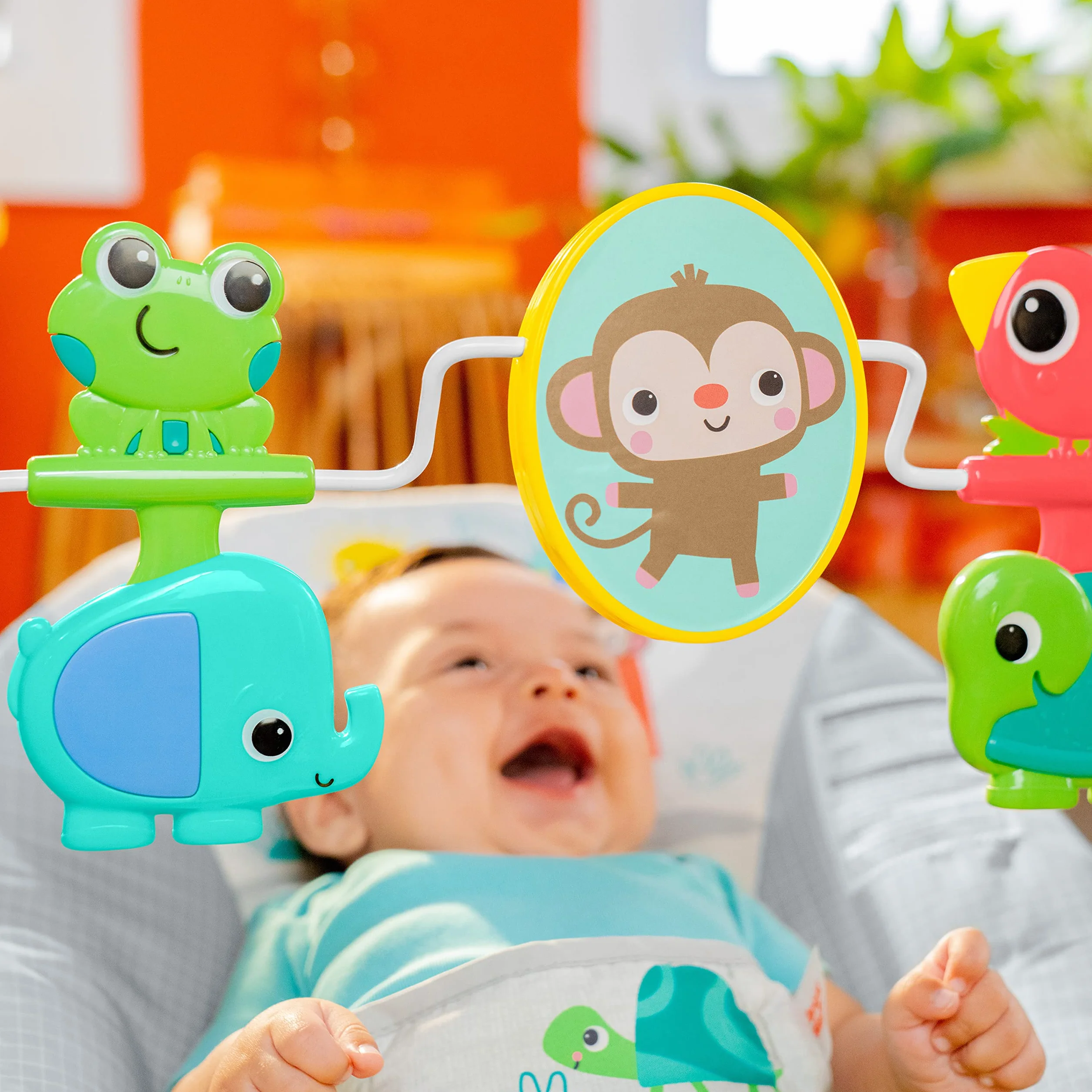Bright Starts, Playful Paradise leżak z kojącymi wibracjami i interaktywnymi zabawkami, unisex, 0-6 miesięcy