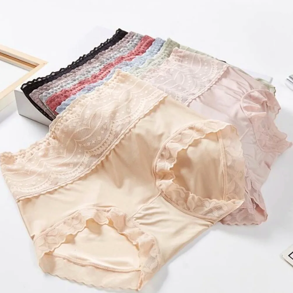 8 paczek jedwabnych majtek z wysokim stanem seksownych koronkowych damskich plus size bawełnianych bezszwowych majtek modelujących