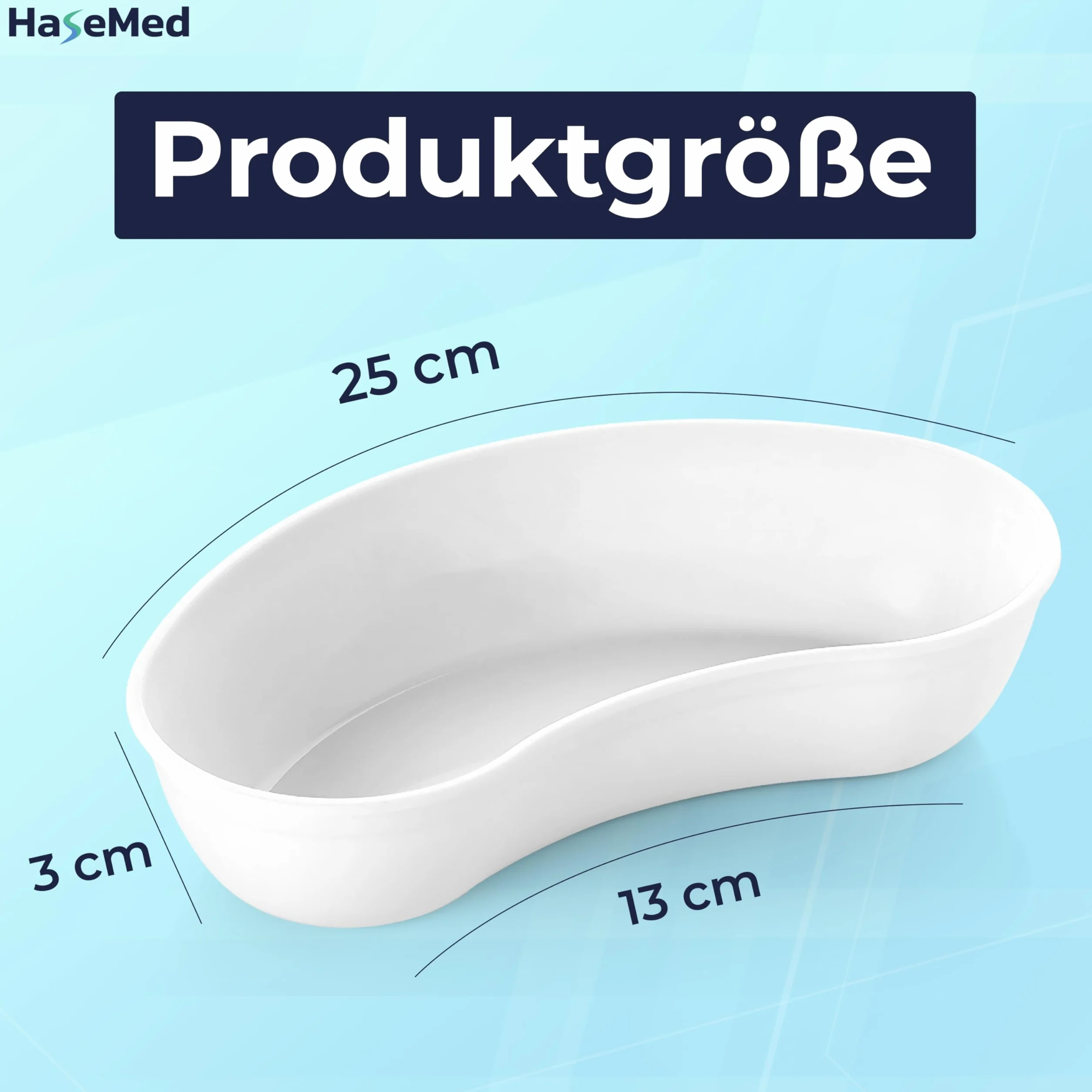 HaseMed Miska na nerki z tworzywa sztucznego, biała, 1 sztuka – wielokrotnego użytku, można układać w stos i higieniczna – idealna do pielęgnacji, gabinetu, kliniki i laboratorium – odporna na