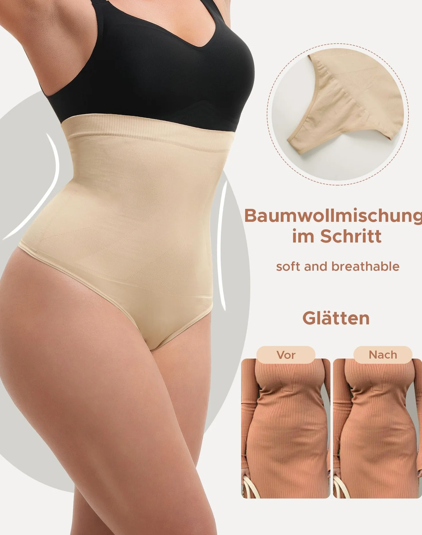 INNERSY Shapewear damskie majtki wyszczuplające brzuch, tanga gorsetowe, bielizna modelująca brzuch