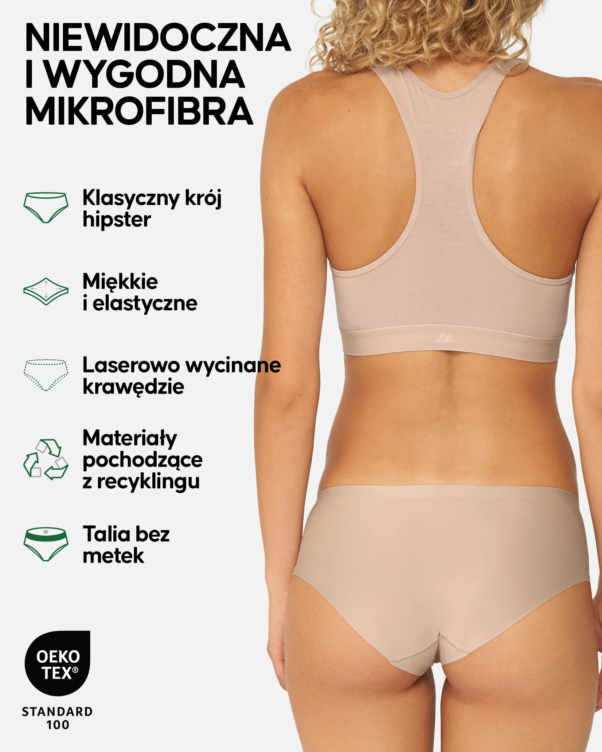DANISH ENDURANCE Niewidoczne Figi Hipster dla Kobiet, Sportowe Majtki, Bielizna Niewidoczna, Mikrofibra 3 lub 5-Pak