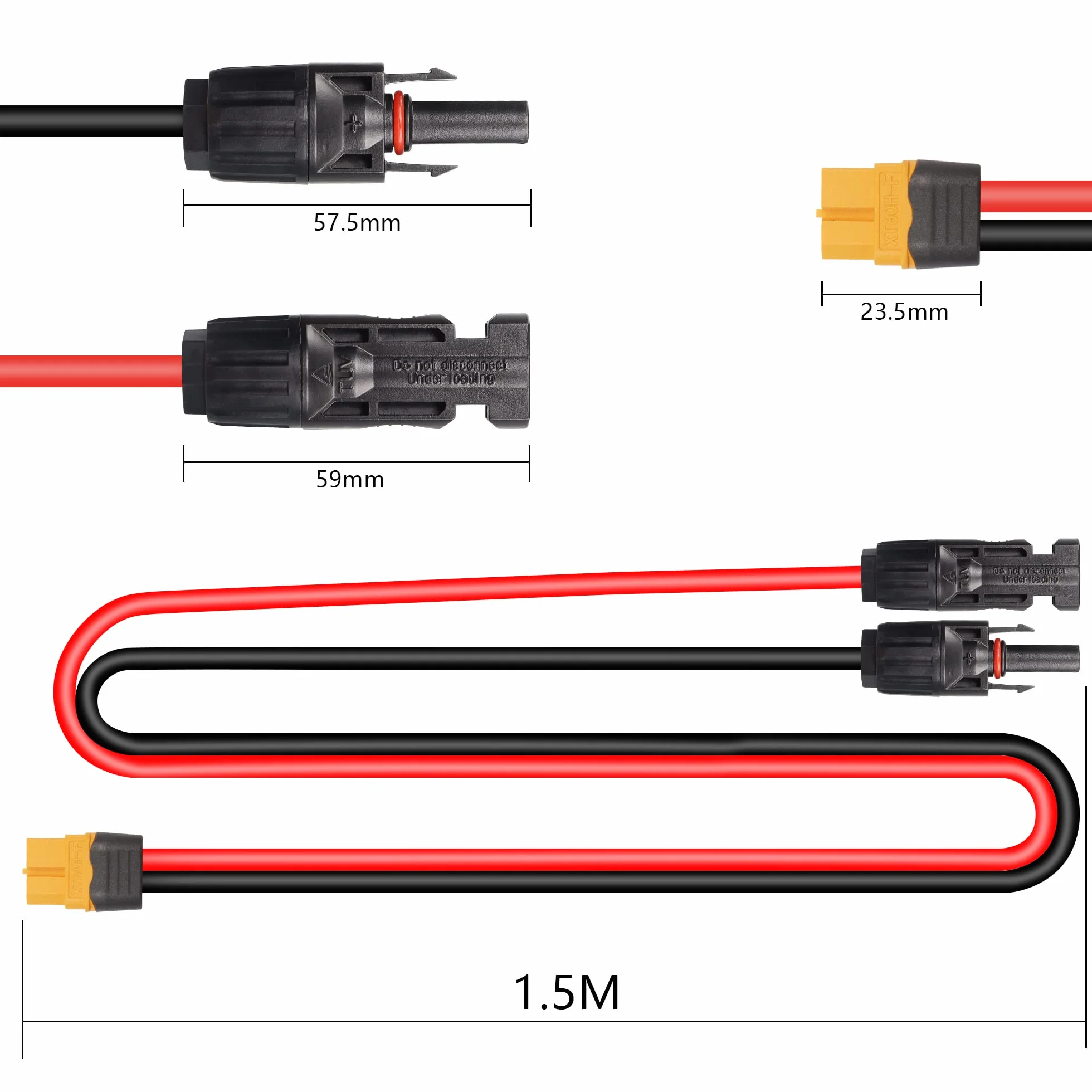 YAODHAOD Panel słoneczny, wtyczka do adaptera XT60, gniazdo 12AWG XT60, panel słoneczny, kabel zasilający do panelu słonecznego, wtyczka do ładowania solarnego do przenośnej energii i generatora solarnego