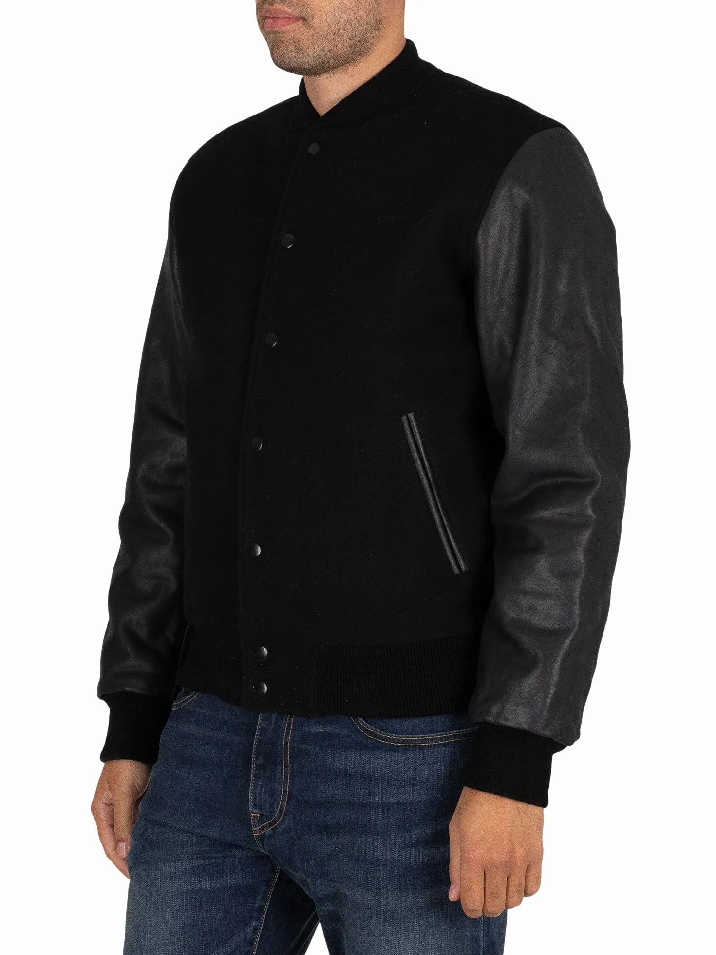 Schott NYC Męska kurtka skórzana Lcusa, czarny/czarny., XL