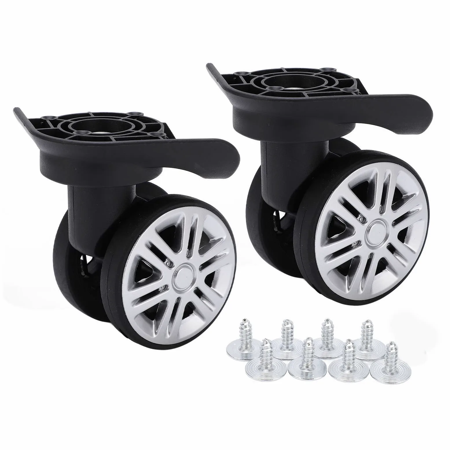 Yosoo Health Gear 1 para obrotowych kół bagażowych, 360 kółek do walizki, naprawa cichego koła, lewe i prawe podwójne kółka z łożyskami rolkowymi, zestaw naprawczy