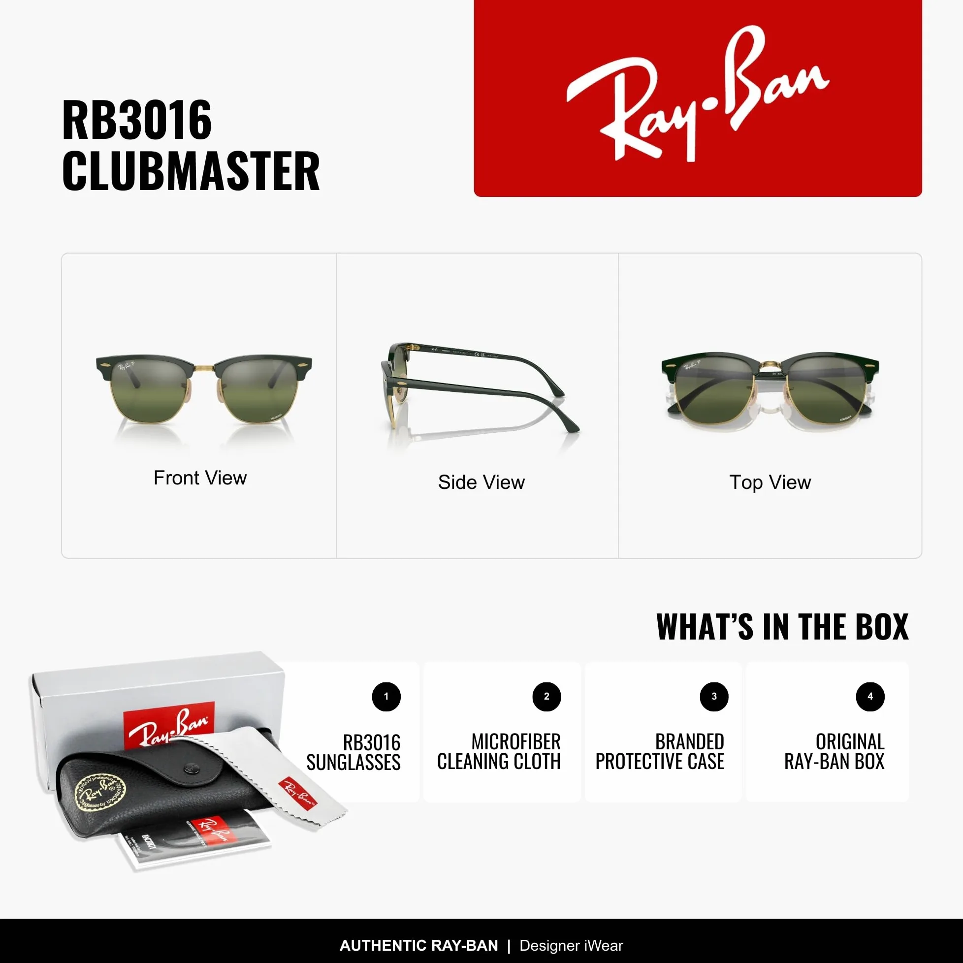 Ray-Ban Unisex Clubmaster okulary do czytania (5 sztuk)