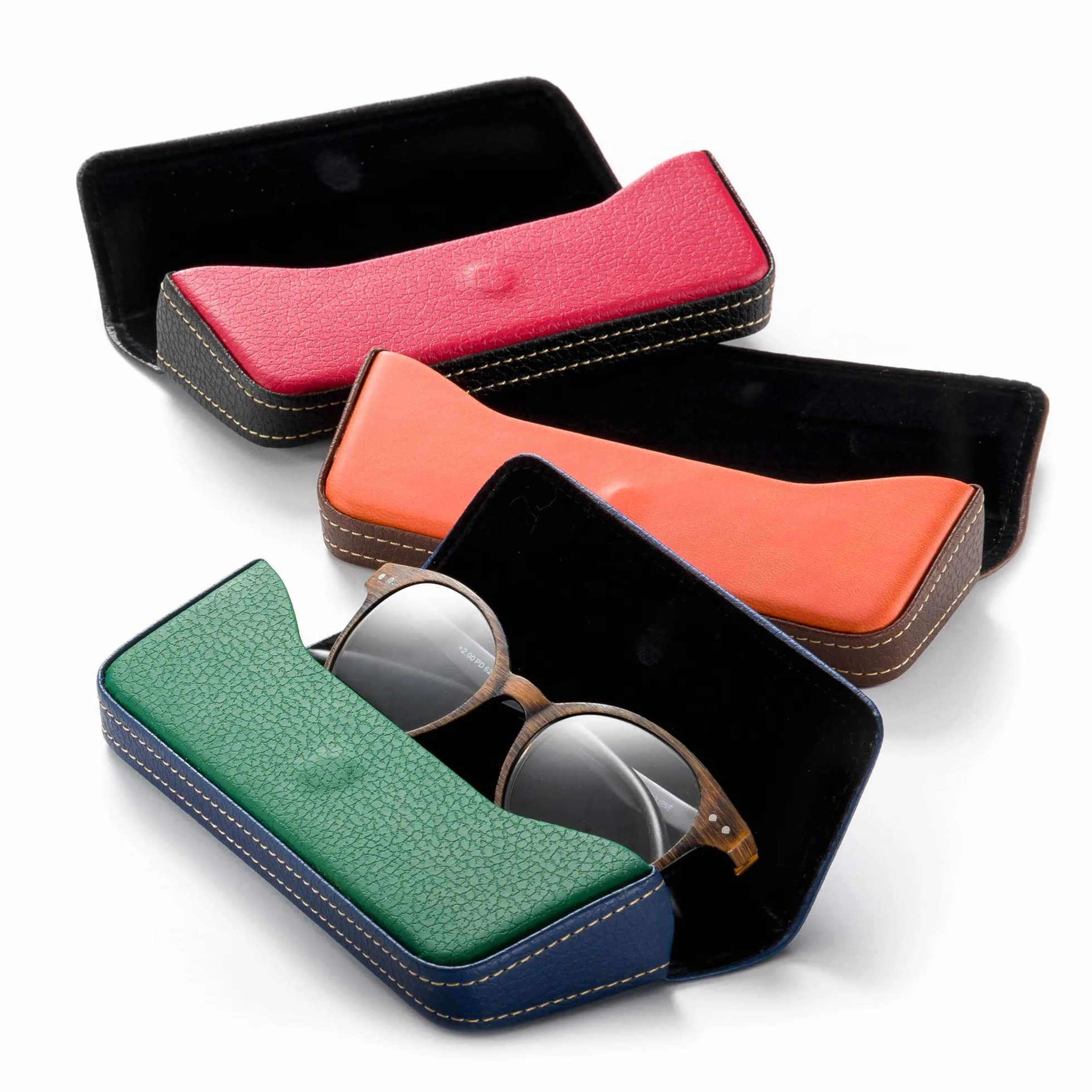 Eleganckie etui na okulary FEFI w dwóch odcieniach skóry, Czerwony, M