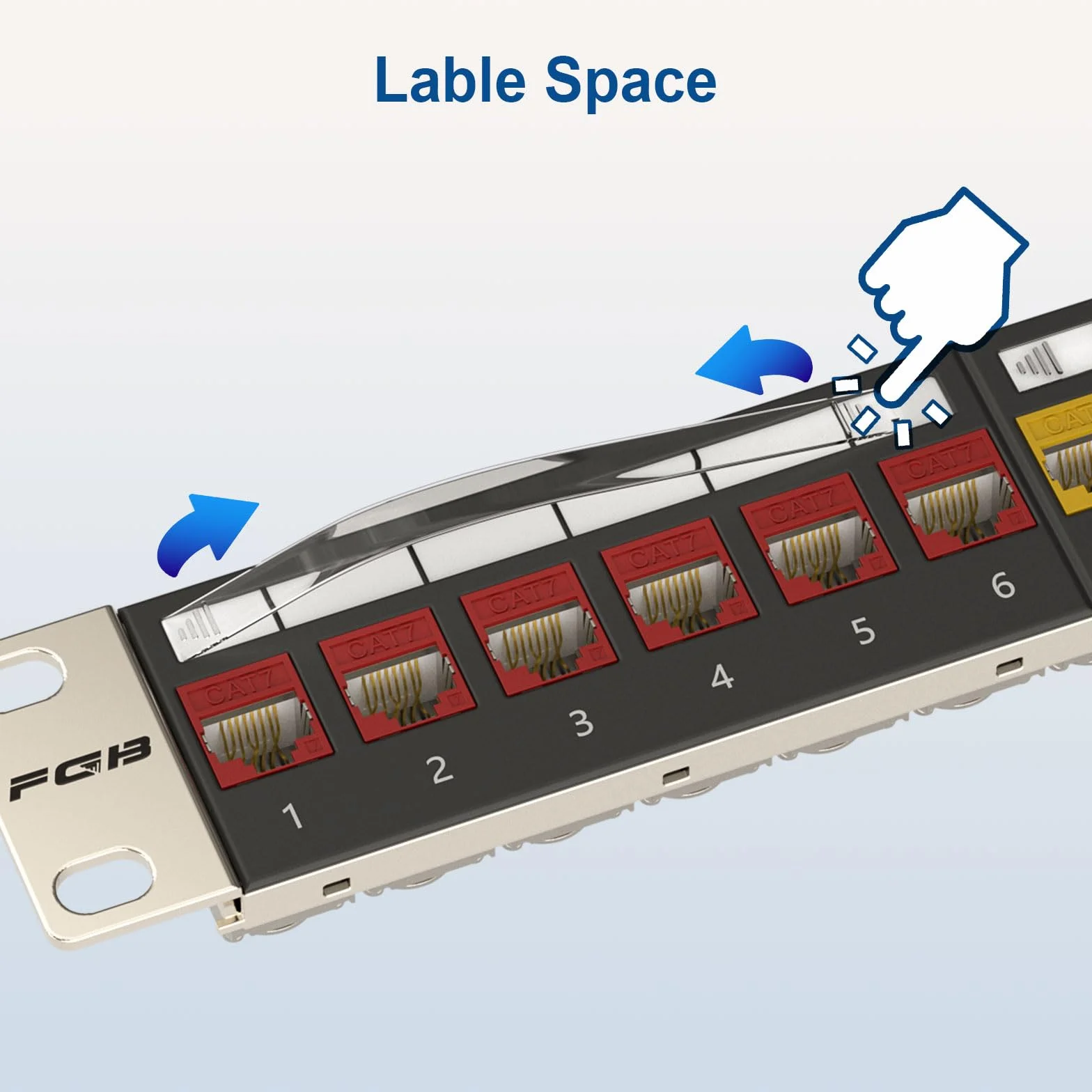 FGB Panel krosowy 10 Gbps 24 porty CAT7 24 x kolorowe moduły Cat7 Keystone, 19" montaż w stelażu RJ45 LAN Sieć 600 MHz kabel instalacyjny do przełączników sieciowych Gigabit