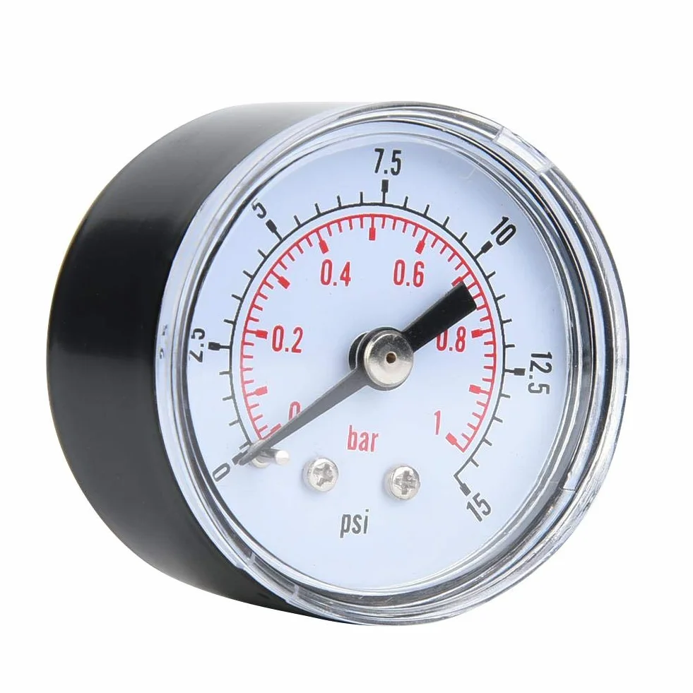 Mechanisches Manometer, 1/8 Zoll BSPT Axialmanometer für Luft, Öl und Wasser(0-15psi,0-1bar)