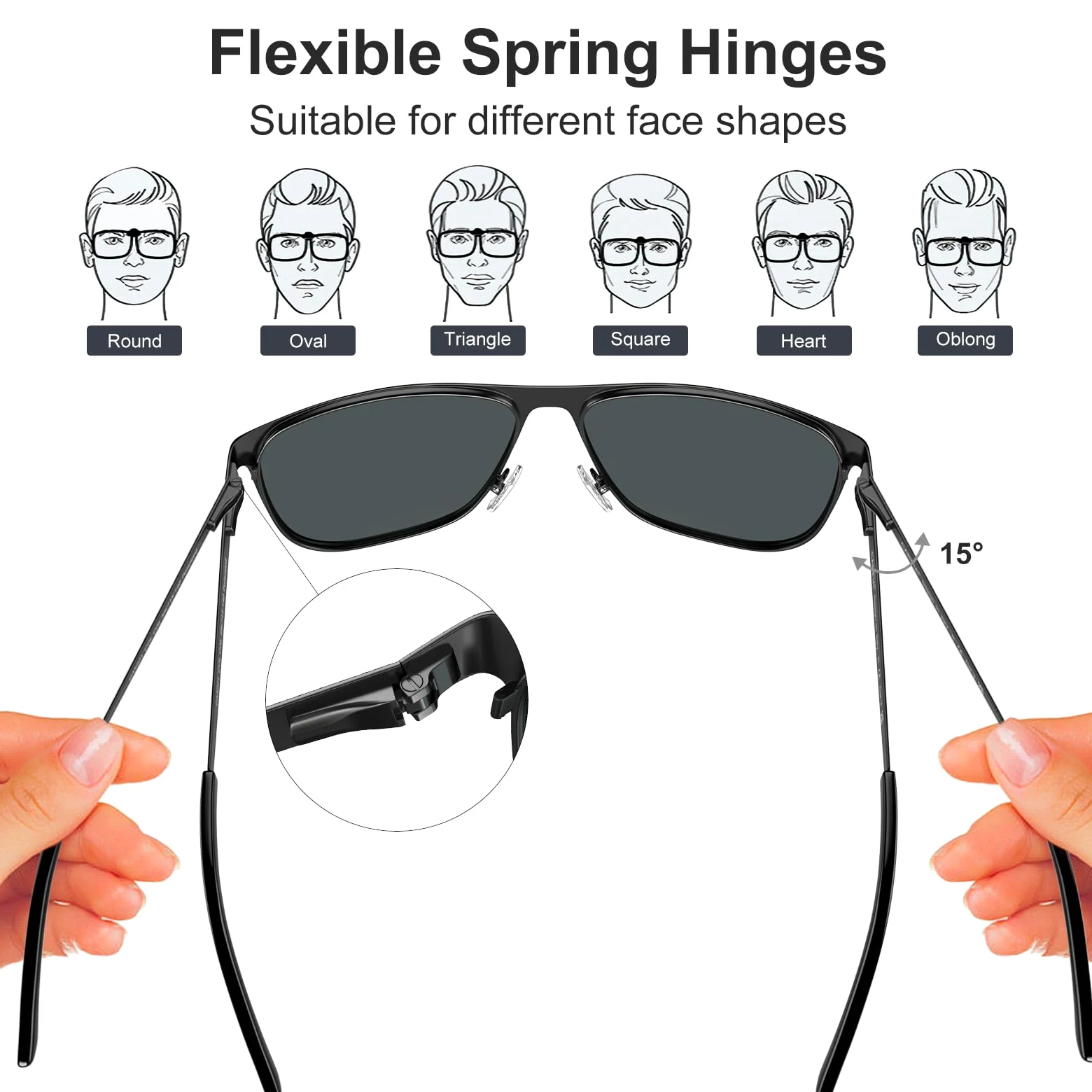 CARFIA Eleganckie Okulary Przeciwsłoneczne dla Mężczyzn Okulary Polaryzacyjne UV400 Okulary do Jazdy Samochodem z Metalową Oprawką Cat.3