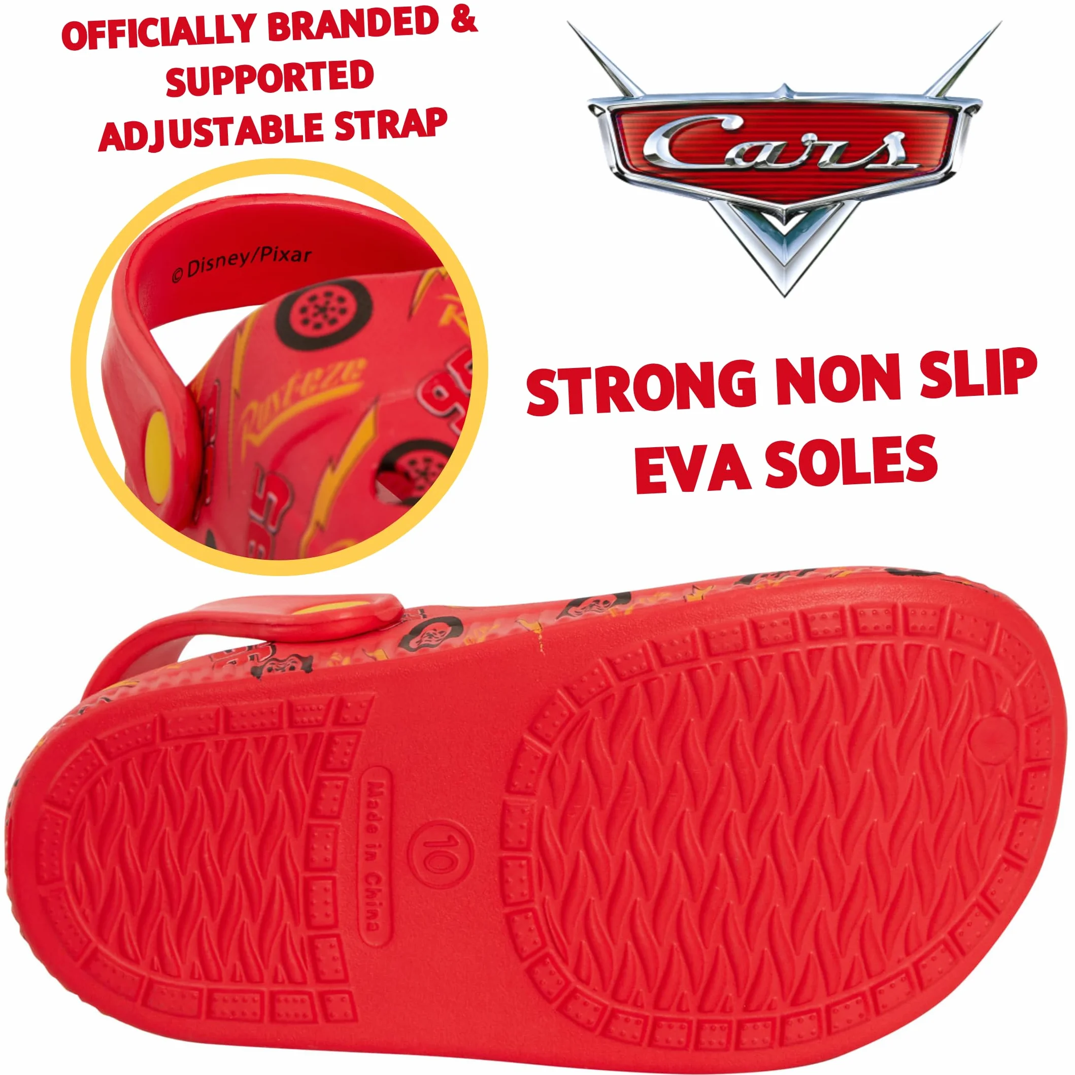 Disney Chłopięce sandały Lightning McQueen z paskiem na kostkę buty plażowe