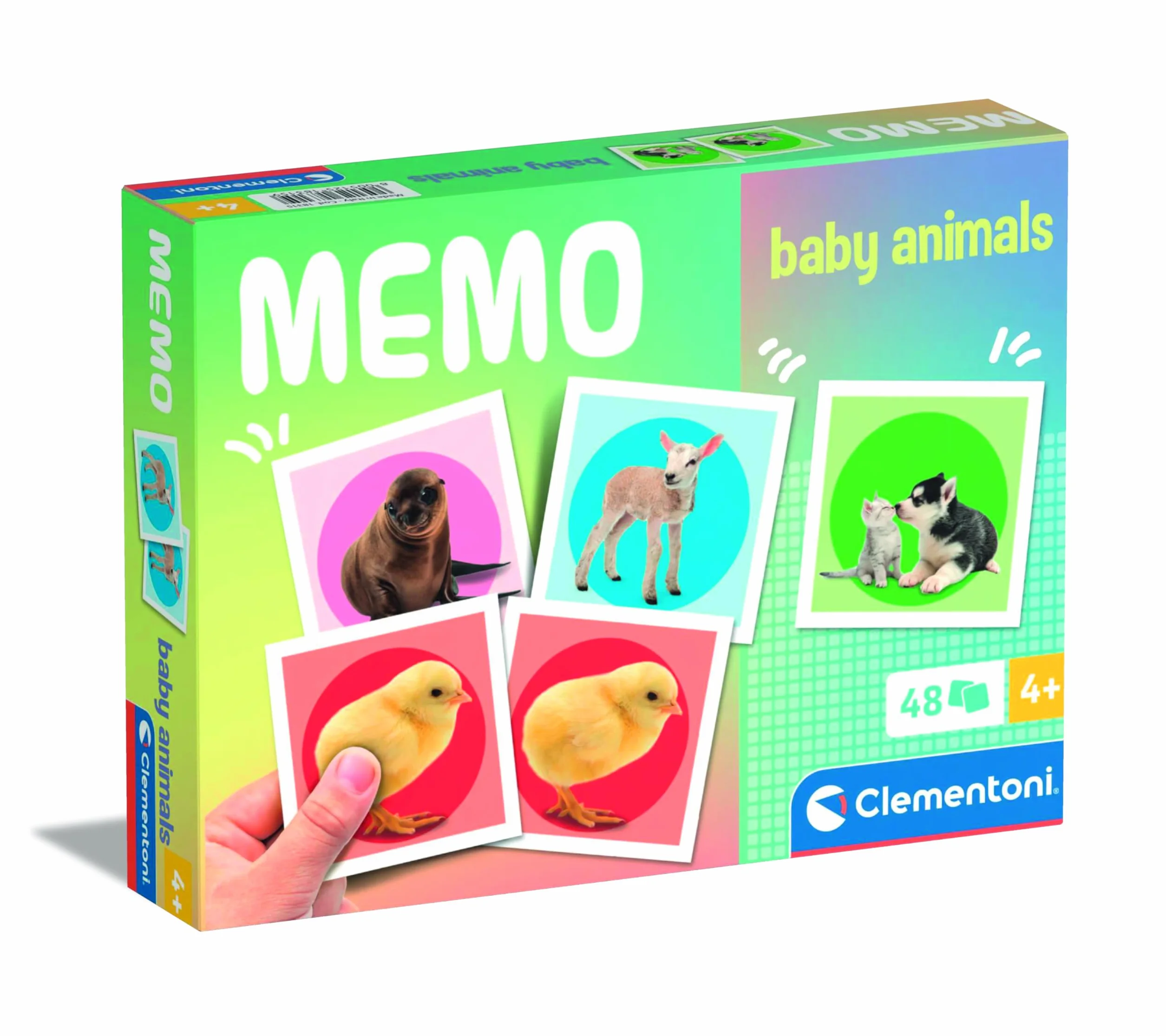 Clementoni Educational Game Memo Pocket Baby Animals 48 Płytek - Gra Dla Dzieci 3-5 lat, Gry Flash Card, Learning Logical Thinking, 2 Players, Prezent dla chłopca/dziewczyny, Cartoon, Made in Italy,