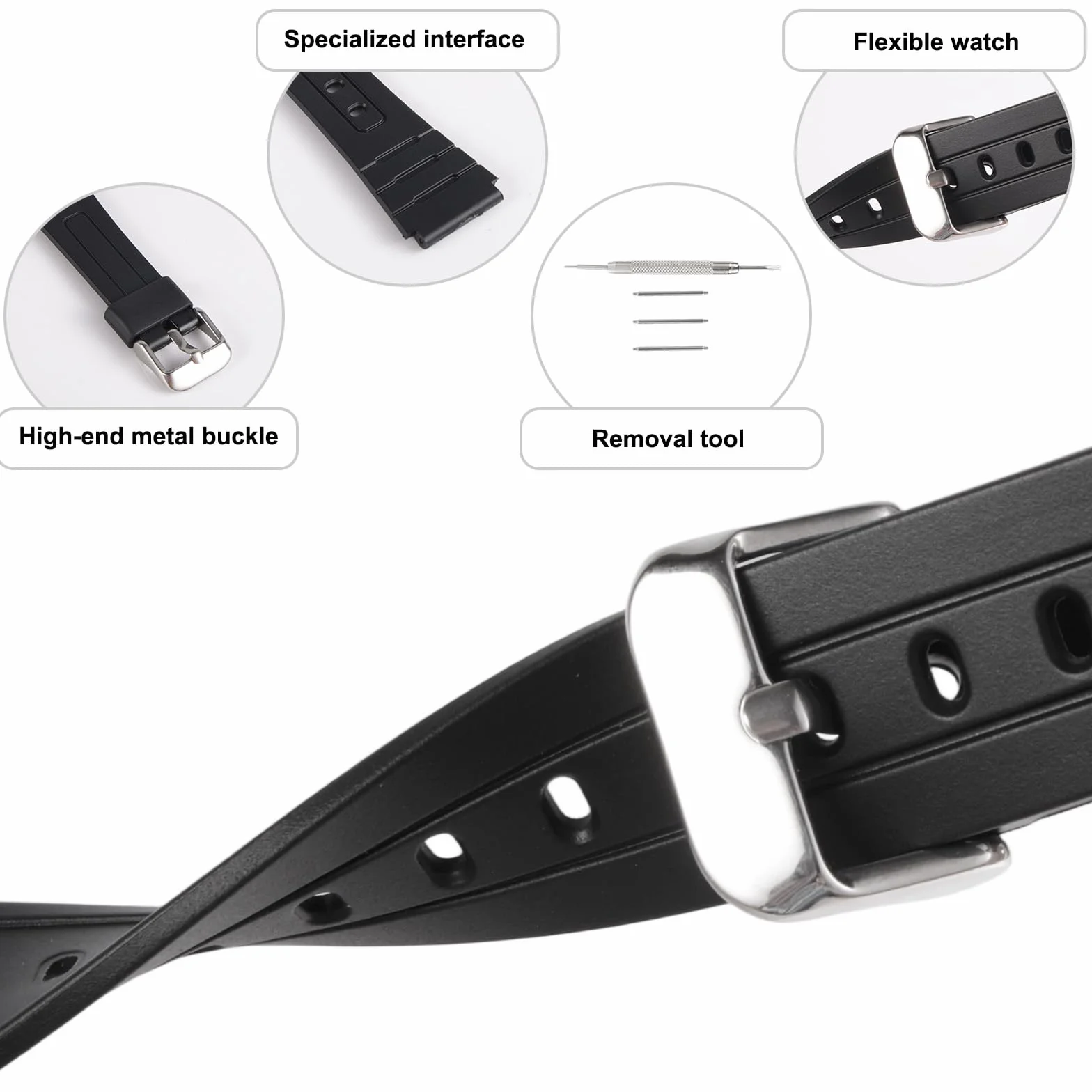 Pasek do Zegarka TPU Kompatybilny z F91W F84 F105 A158 A168 AE1200 20mm Wodoodporny