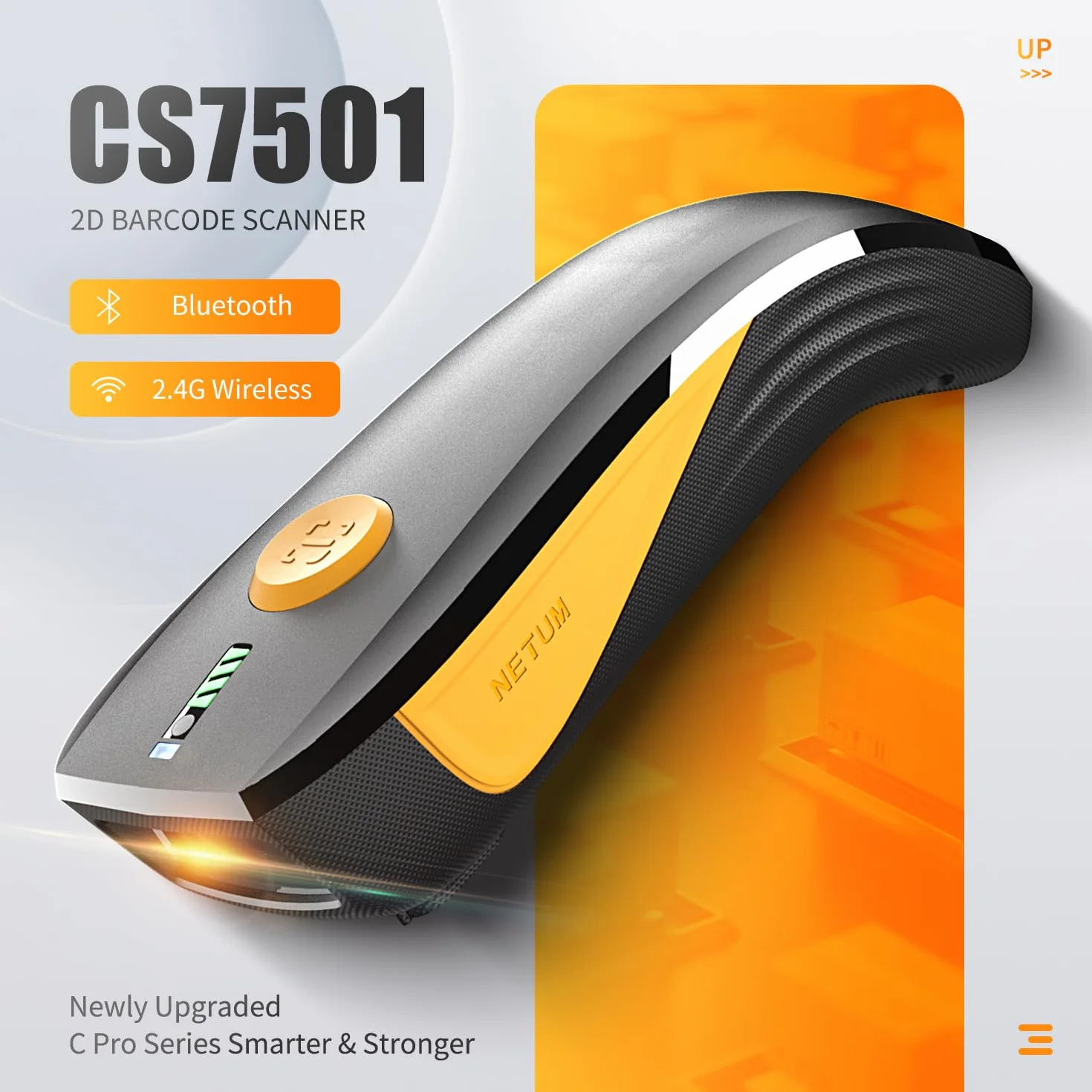 NETUM CS7501 Skaner Kodów QR – Ulepszony Skaner Kodów Kreskowych Bluetooth, Mini Przenośny Czytnik Kodów Kreskowych 1D i 2D do Zarządzania Zapasami, Bezprzewodowy Skaner Obrazów do Tabletów, Systemów