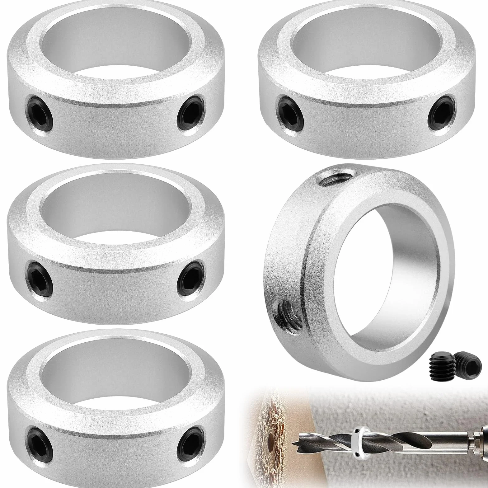 Mbsomnus 5 sztuk pierścieni nastawczych 16 mm pierścień zaciskowy ID 16 mm AD 26 mm szerokość 10 mm pierścienie nastawcze wał do kół Axle przekładni maszyn CNC