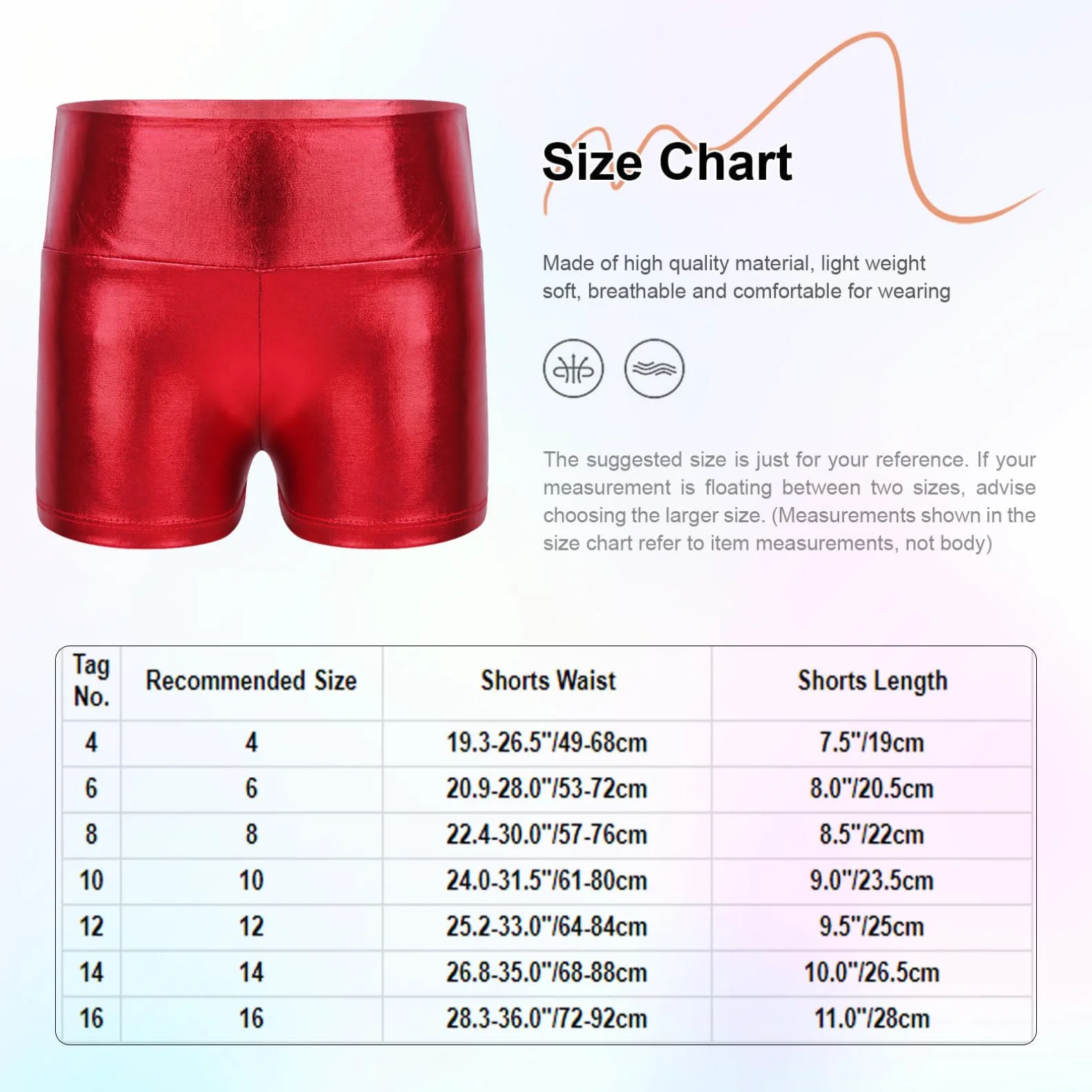 Agoky Dziewczęce metaliczne krótkie spodenki Stretch Slim Fit Hot Pants Gimnastyka Turn Sport bokserki