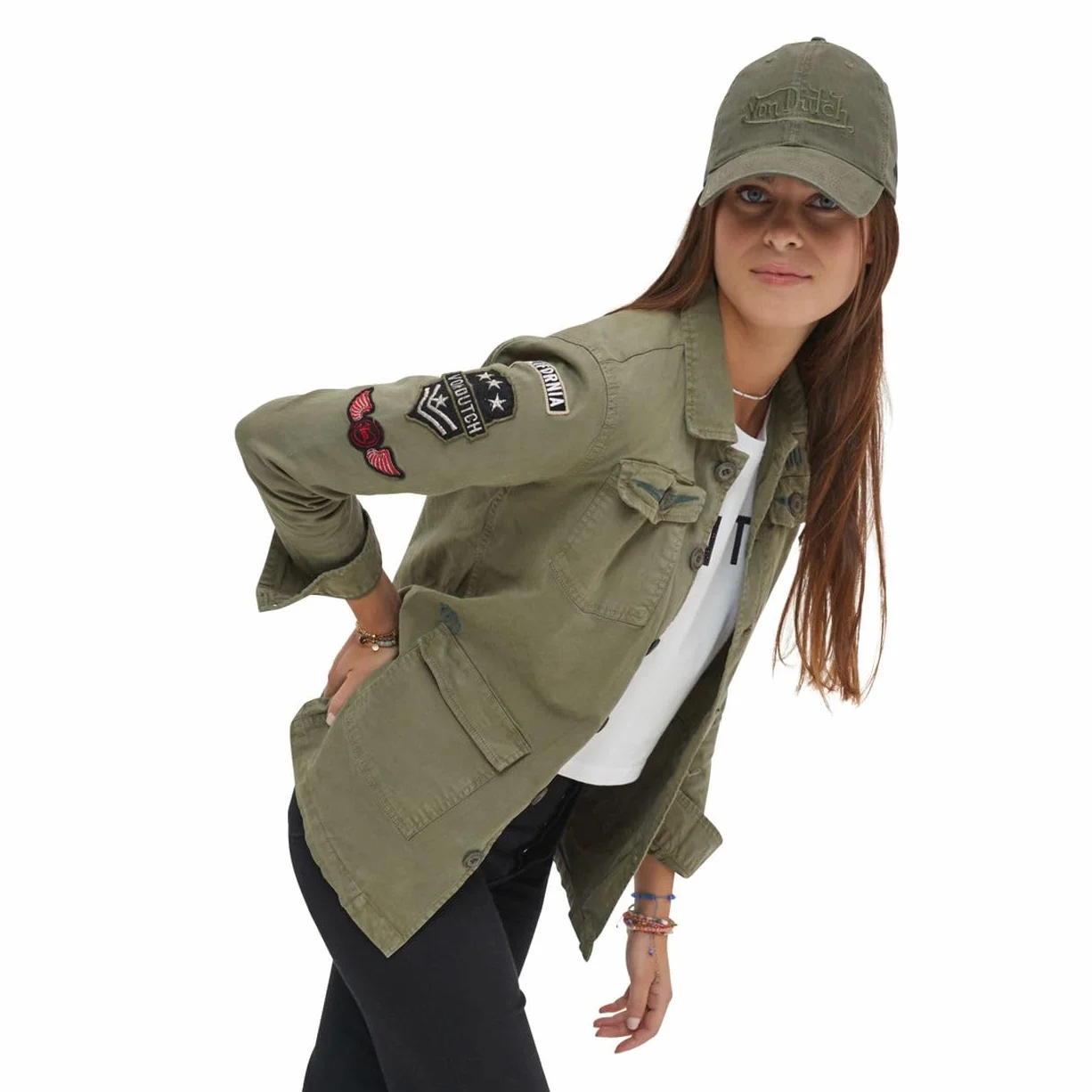 Von Dutch Damska bawełniana kurtka Angel Khaki, zielony, L