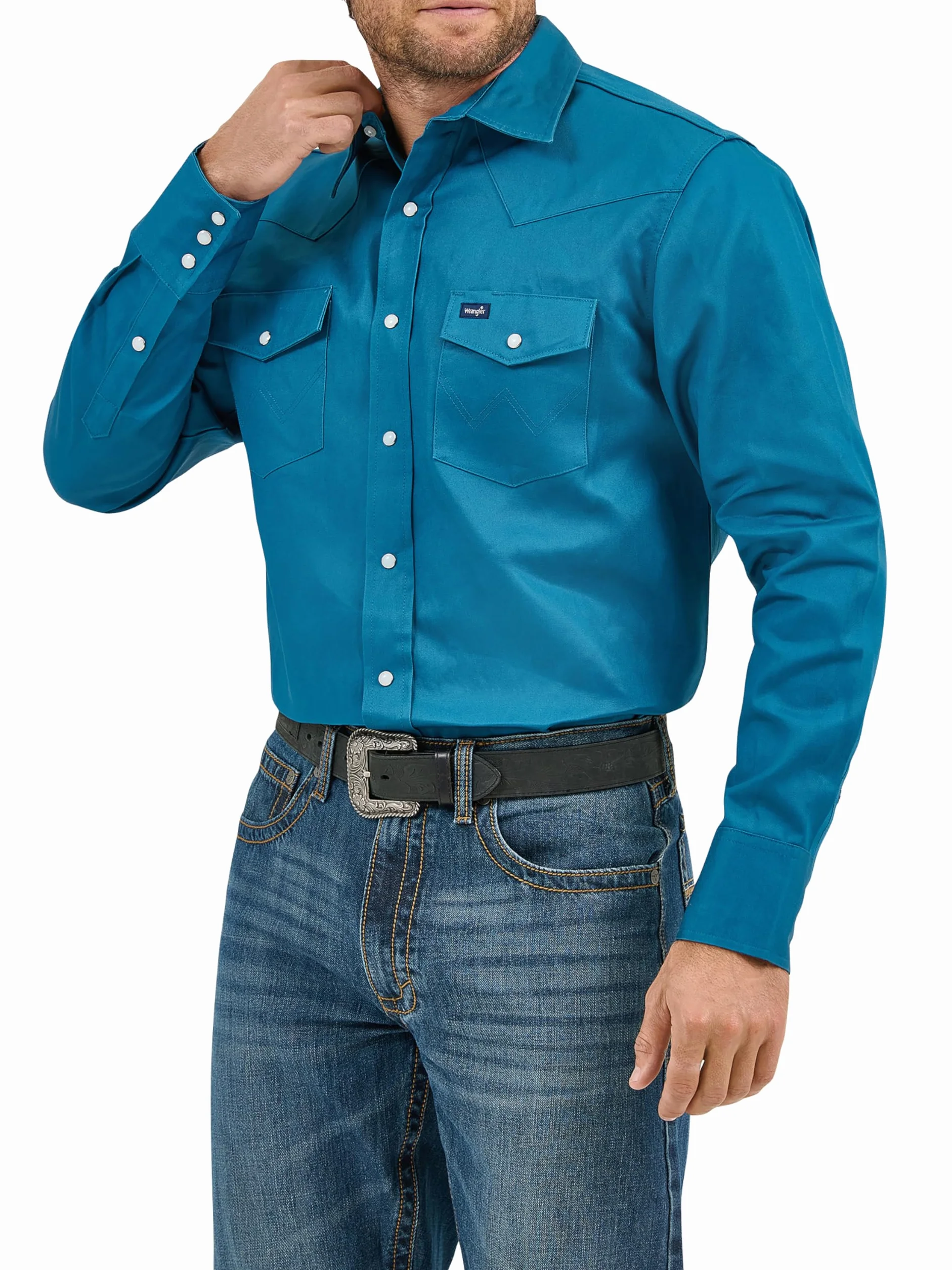 Wrangler Męska koszula robocza z długim rękawem kowbojskim, mocne wykończenie