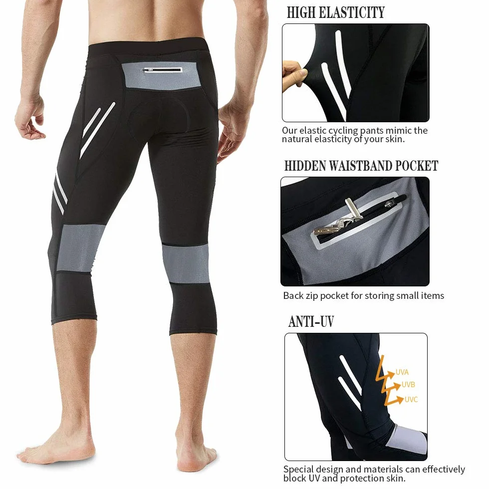 MEETWEE Herren 3/4 Radhose Fahrradhose - Męskie spodenki rowerowe 3/4 Mężczyźni
