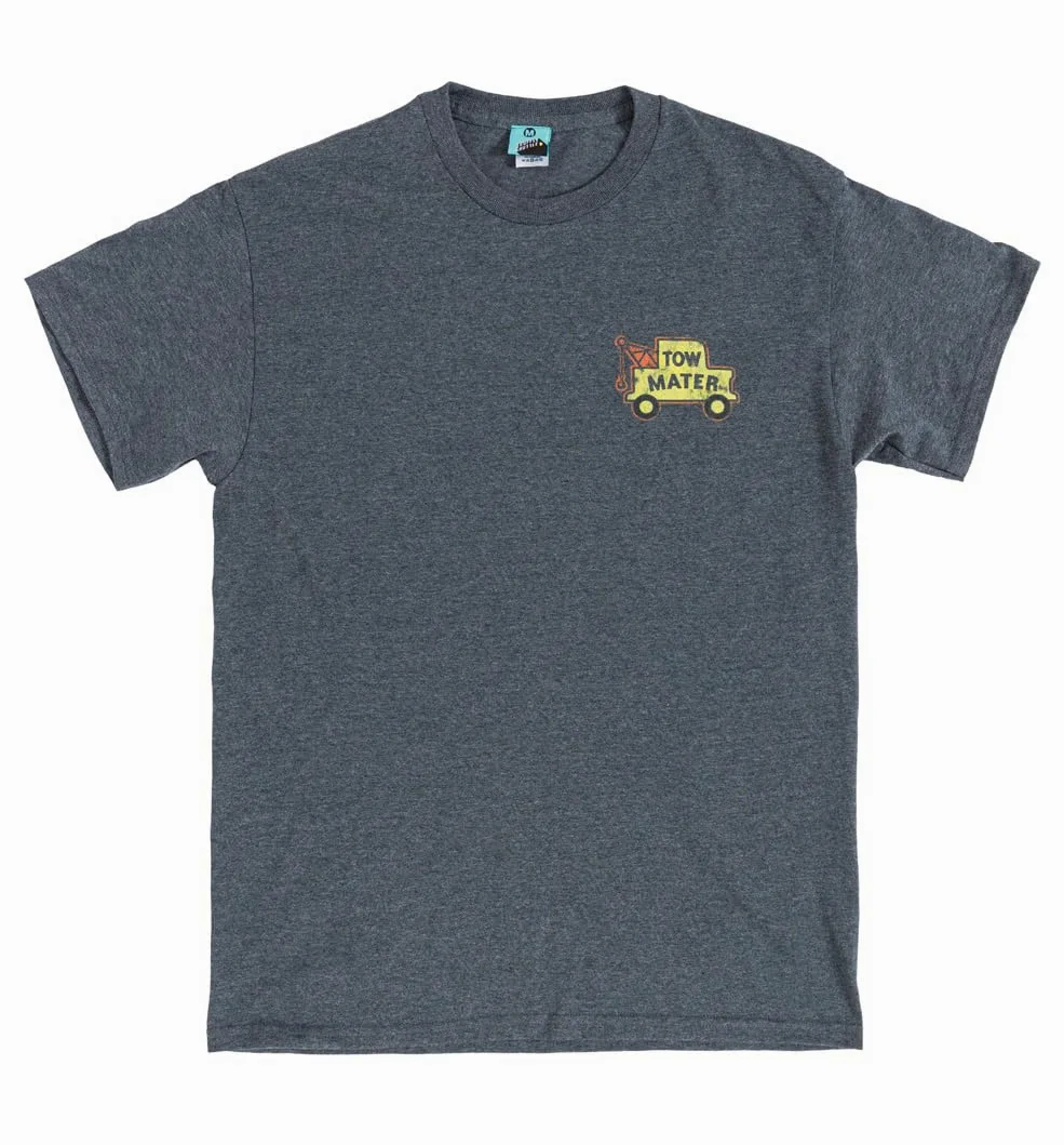 Disney Cars Tow Mater Towing and Salvage Charcoal Marl T-shirt z nadrukiem na plecach, Czarny/węgiel drzewny, L